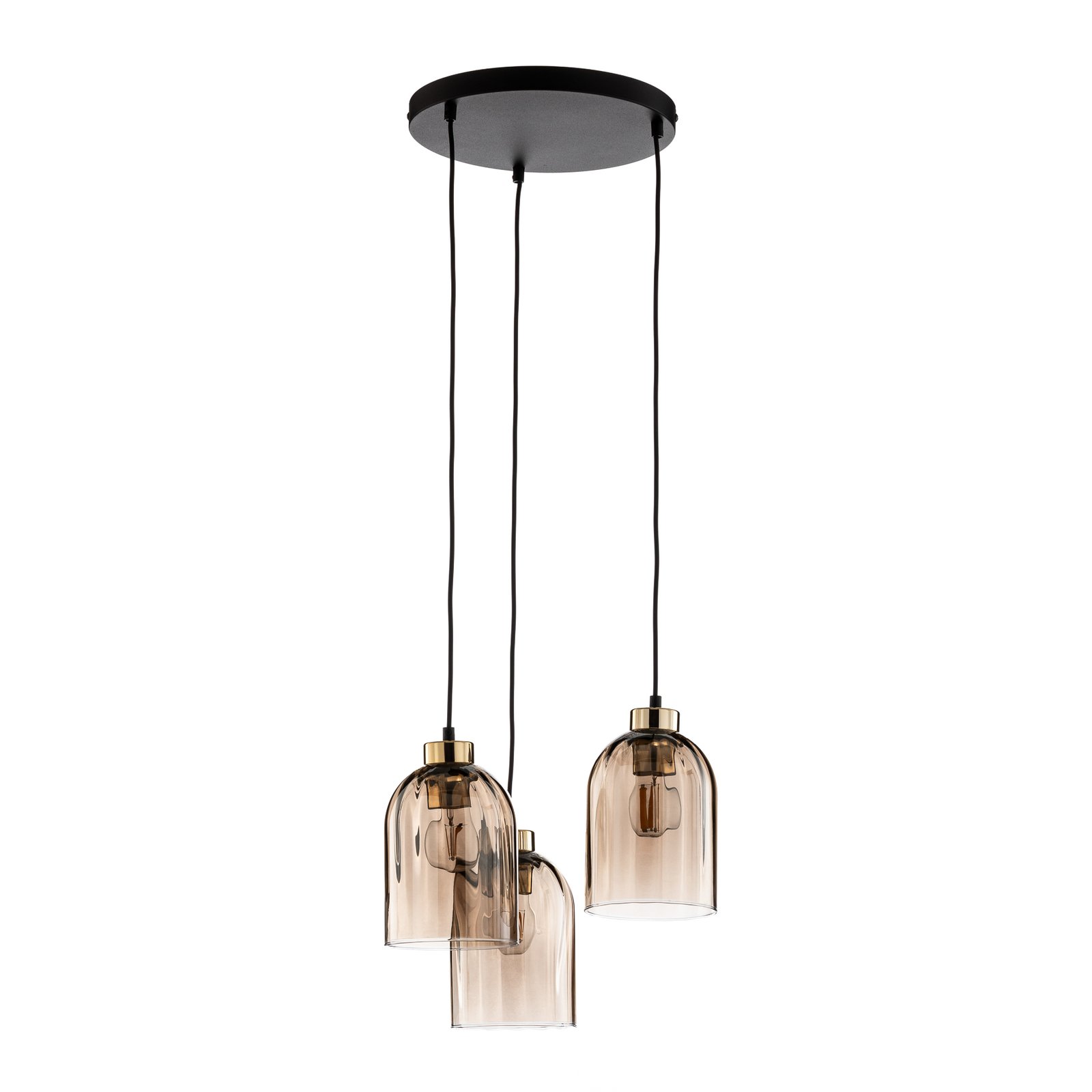 Glazen hanglamp Sapito, 3-lamps, amber