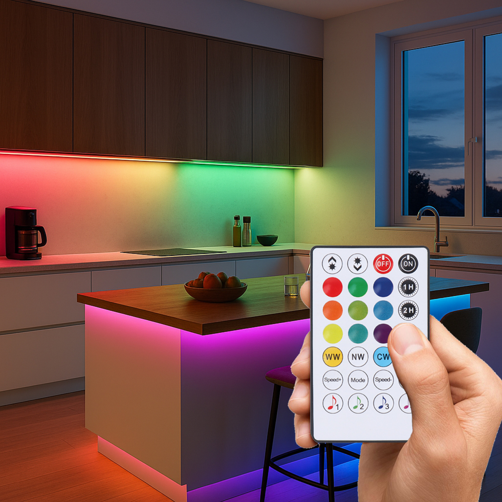 Bandă LED Calex Vista, lungime 30 m, RGB, telecomandă CCT