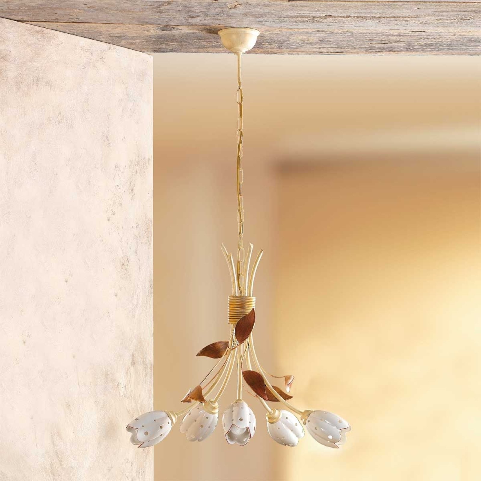 5-bulb floral TULIPANO hanging light