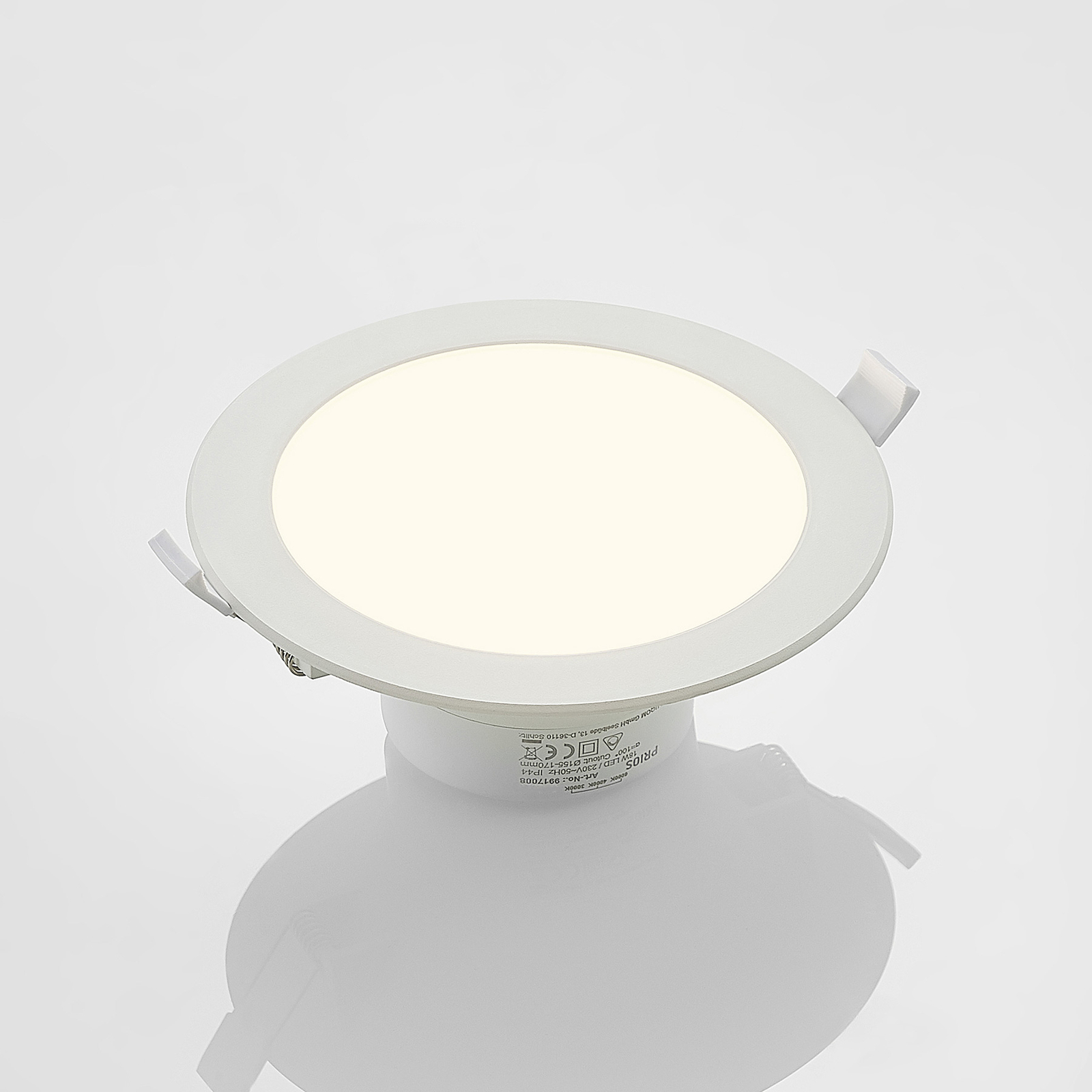 Prios LED recessed spotlight Rida, 19 cm, 18 W, CCT, dimmable