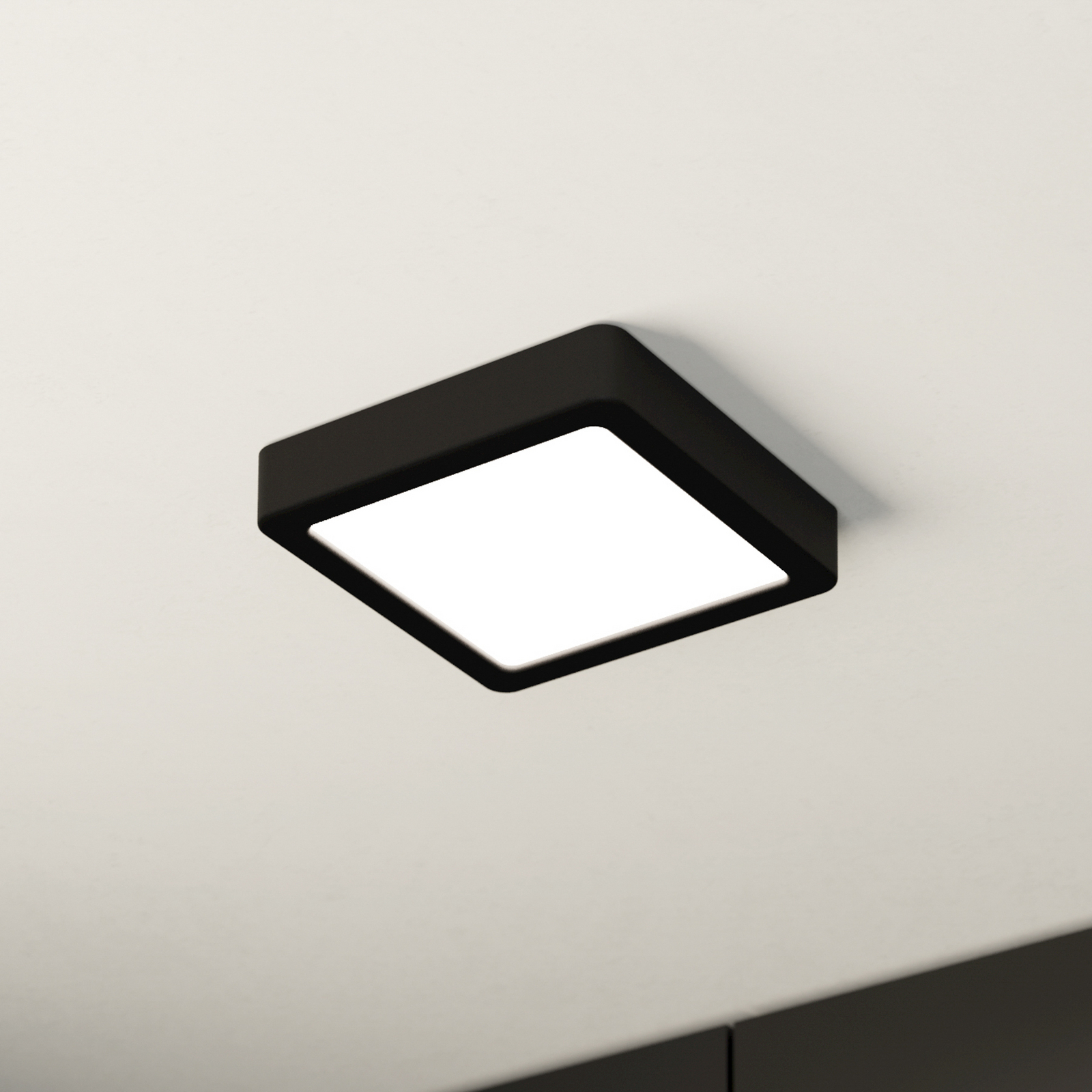 LED ceiling lamp Fueva 5 IP44 3000K black 16x16cm