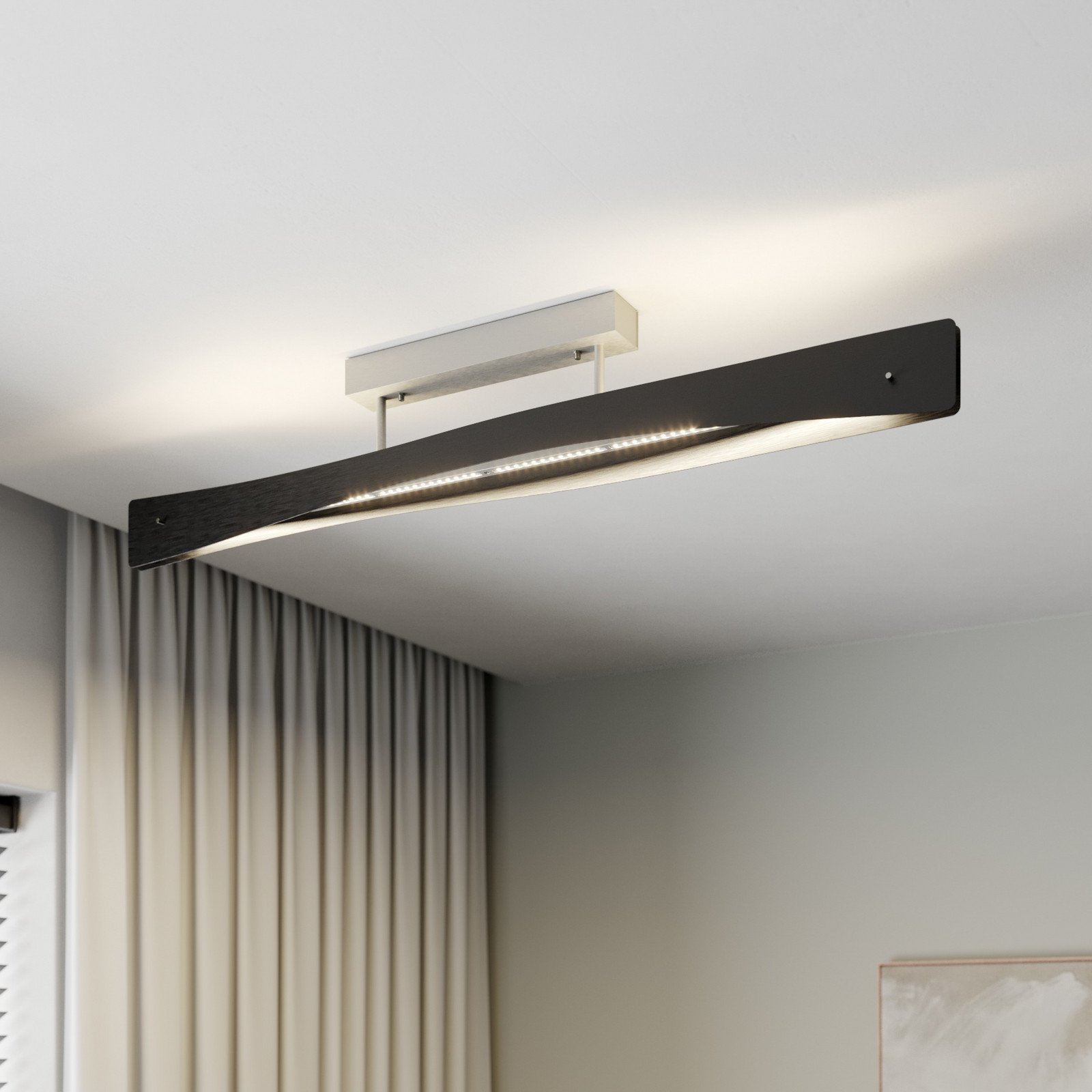 Plafonieră Quitani LED Lian negru/aluminiu - Camera de zi / sufragerie - design - negru mat aluminiu mat - Metal