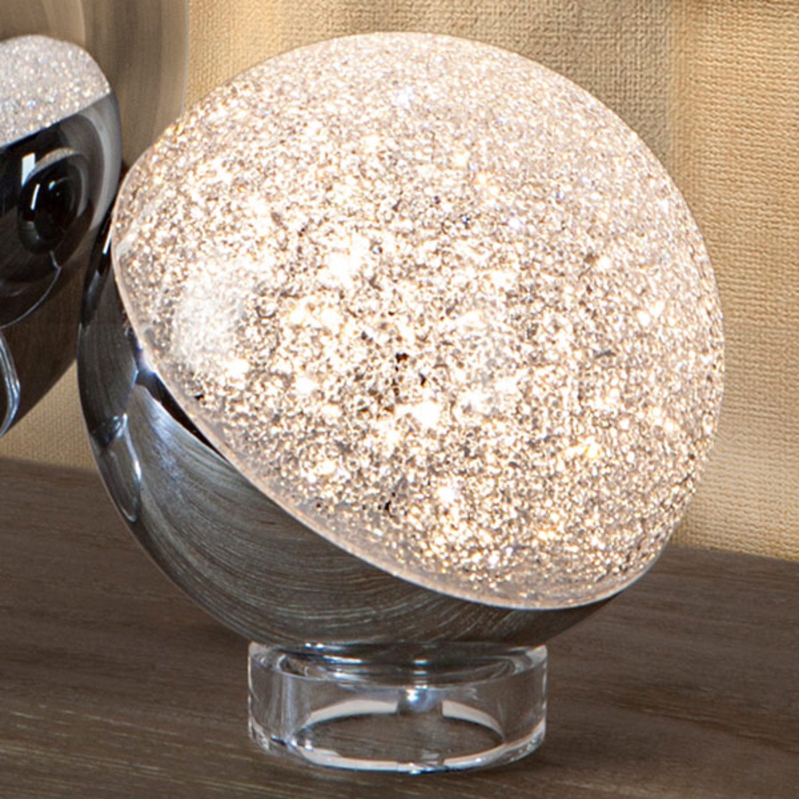 Sphere LED table lamp, chrome, Ø 12 cm