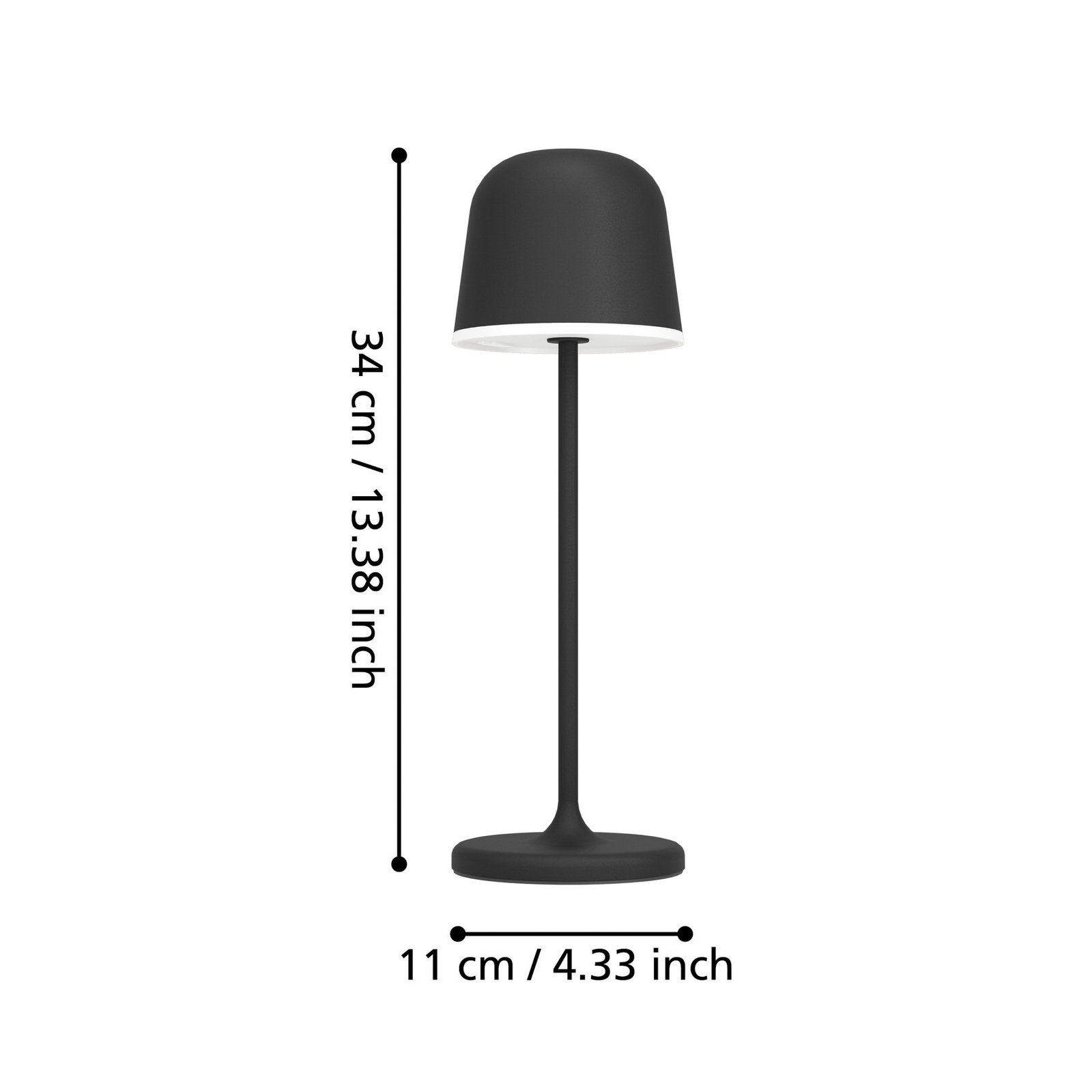 Lampa stołowa LED Mannera, akumulator, czarna