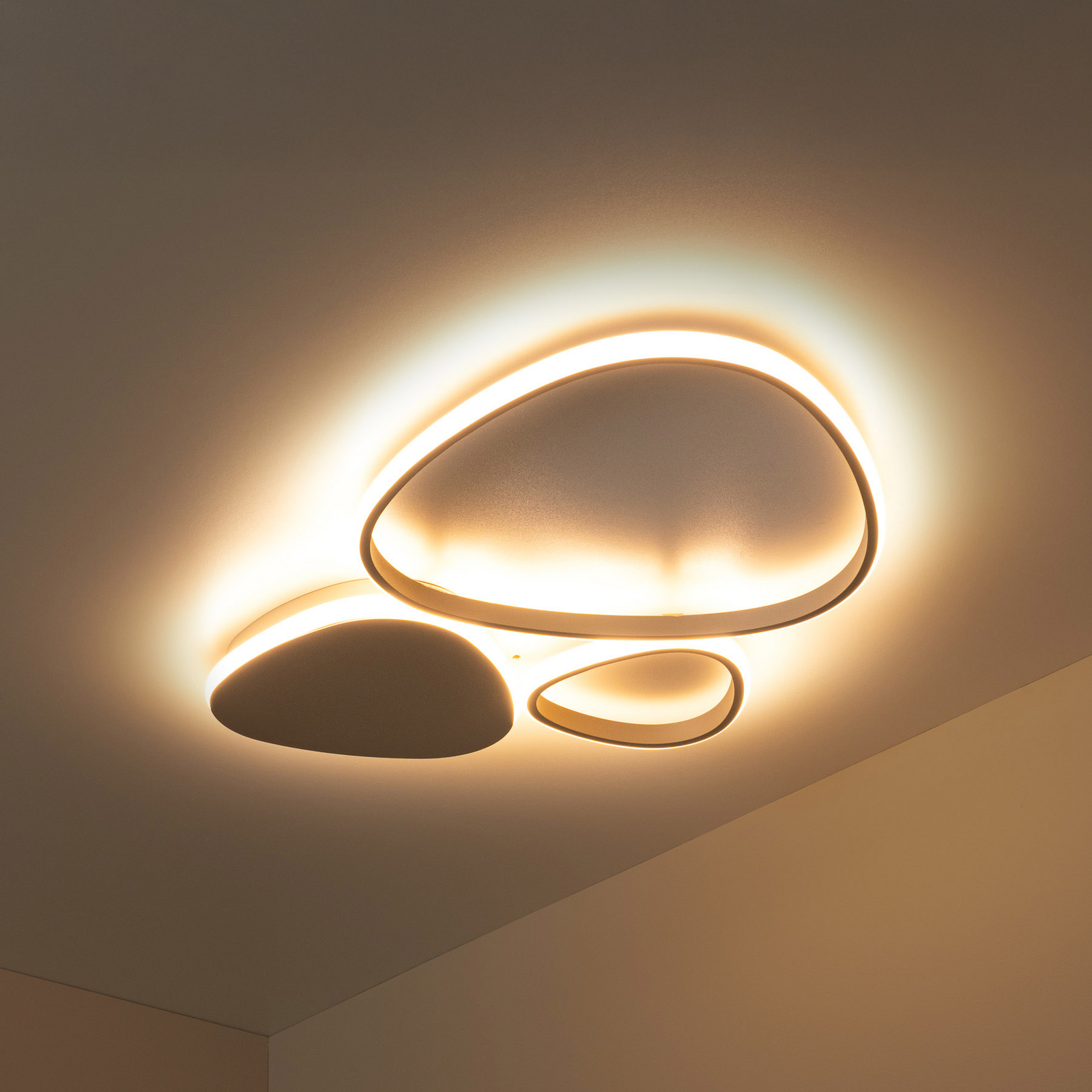 LED φωτιστικό οροφής Samling, μήκος 62 cm, γκρι-καφέ, μέταλλο