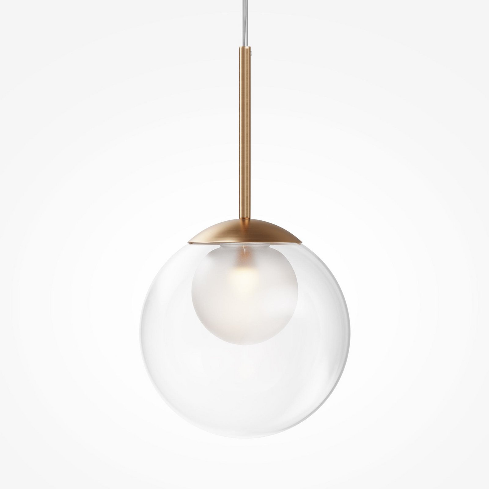 Maytoni Basic pendant light, clear/gold, 1-bulb, glass