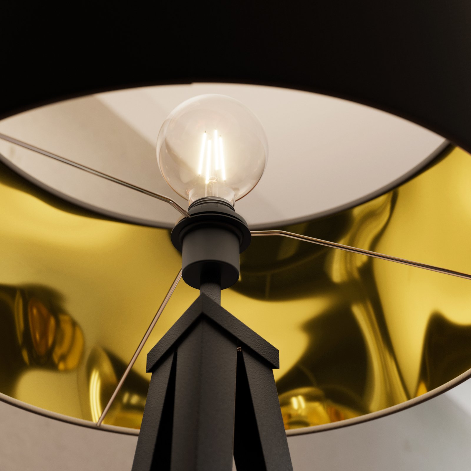 Benik Lampa Podłogowa Black/Gold - Lindby
