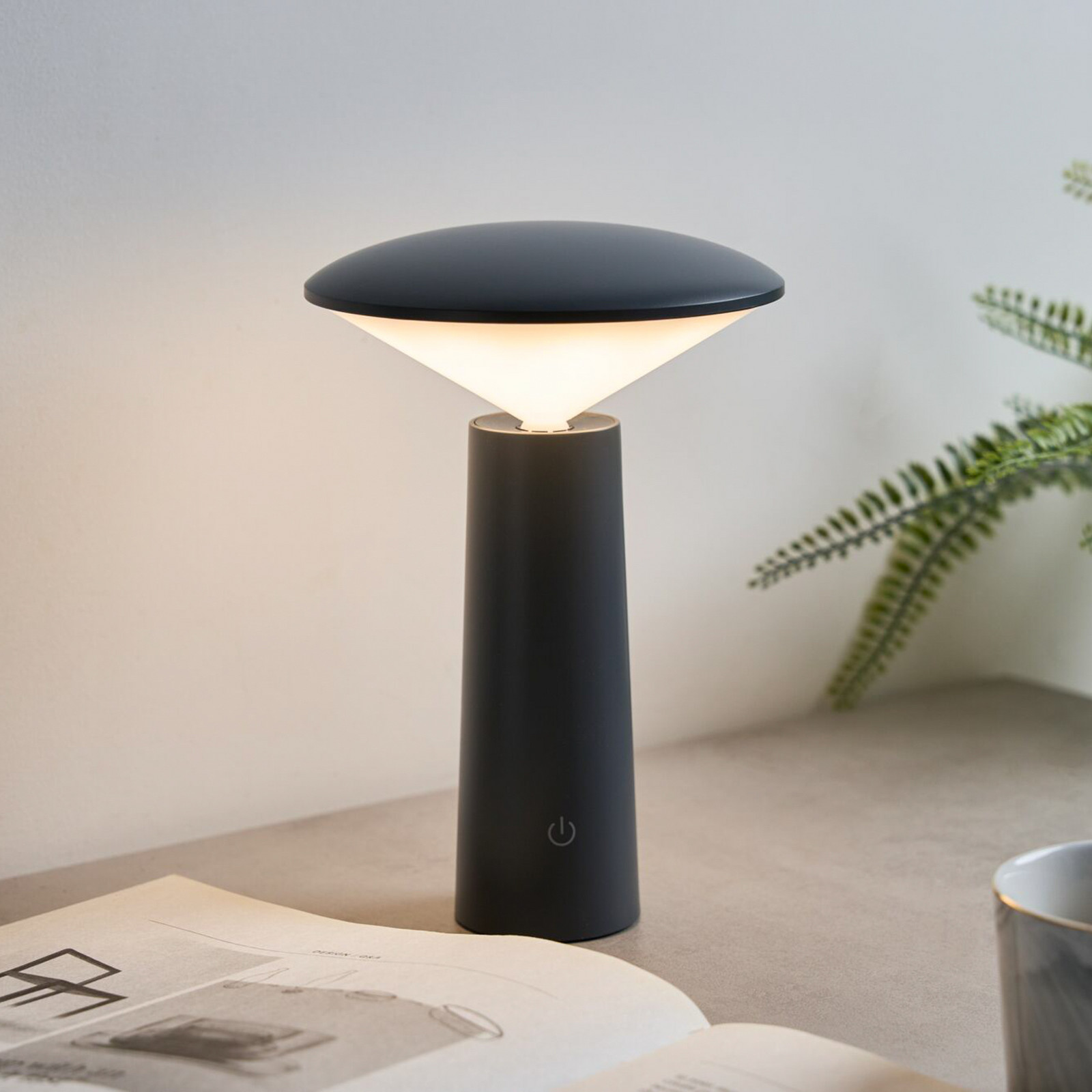 Lampa de masă cu baterie și LED Pauleen ADORABLE SPARK gri 21 cm IP44 - Camera de zi / sufragerie - Viața tânără - Plastic