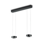 Lámpara colgante LED Zera-2, longitud 70 cm, negra, pantalla de acrílico
