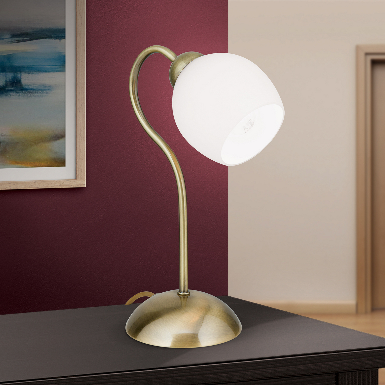 Tischleuchte Doma, Höhe 30 cm, Eisen, Glas