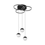 LED-Pendel Larino rund, schwarz, Metall, CCT, Fernbedienung