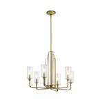 Kimrose chandelier, 6-bulb, brass