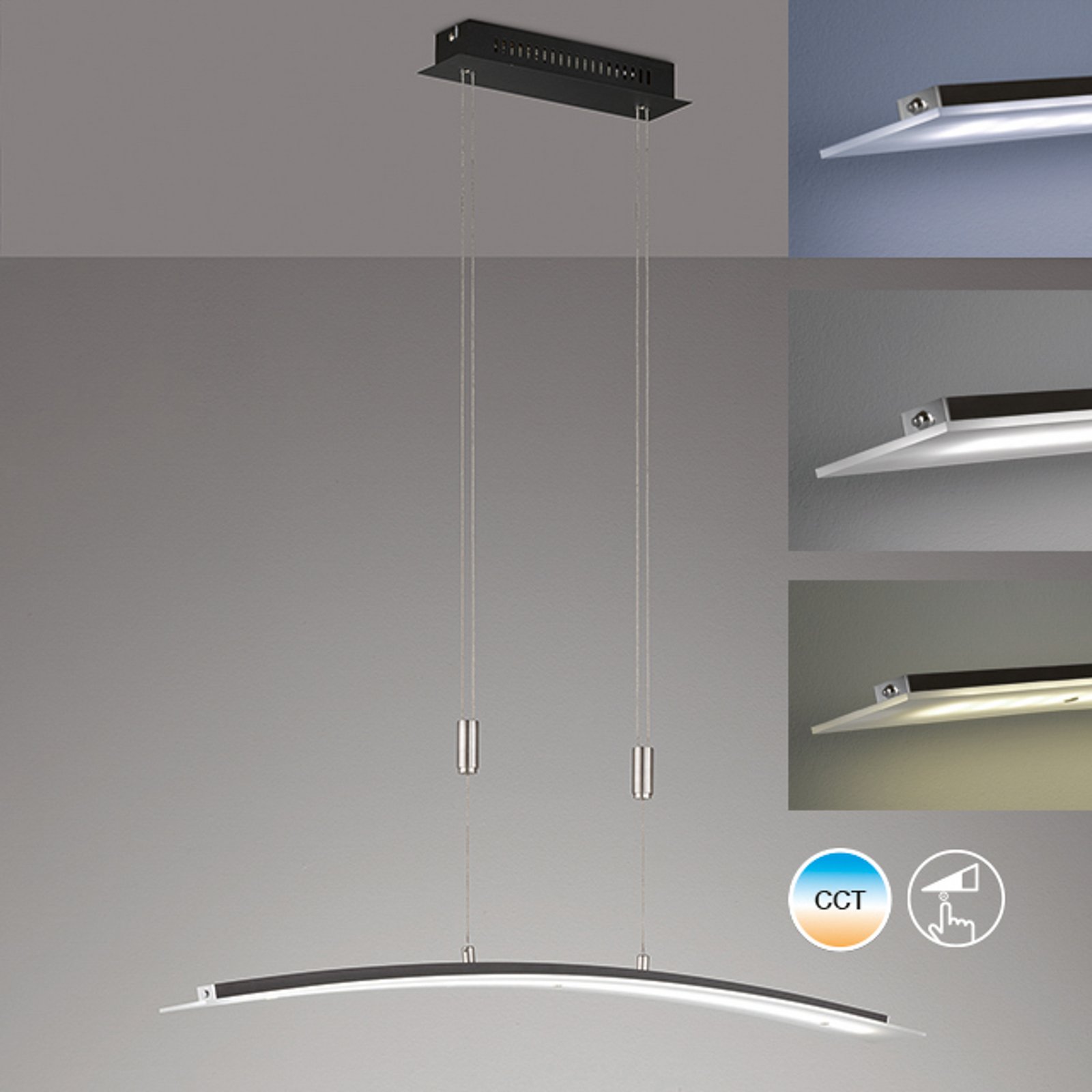 Candeeiro suspenso LED Metis regulável, CCT, preto, 90cm Candeeiro suspenso LED Metis regulável, CCT, preto, 90cm