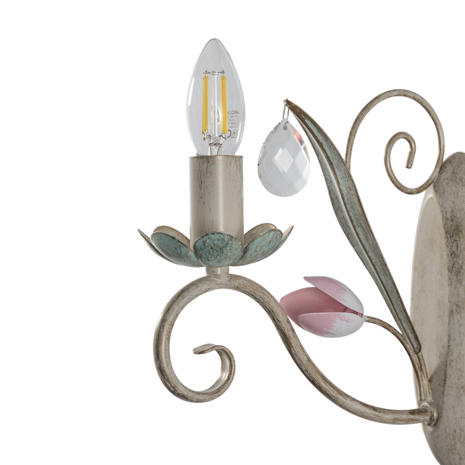 Wandleuchte Florina mit floralem Dekor, einflammig