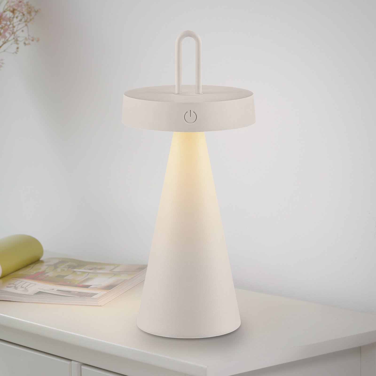 JUST LIGHT. LED table lamp Alwa grey-beige iron IP44
