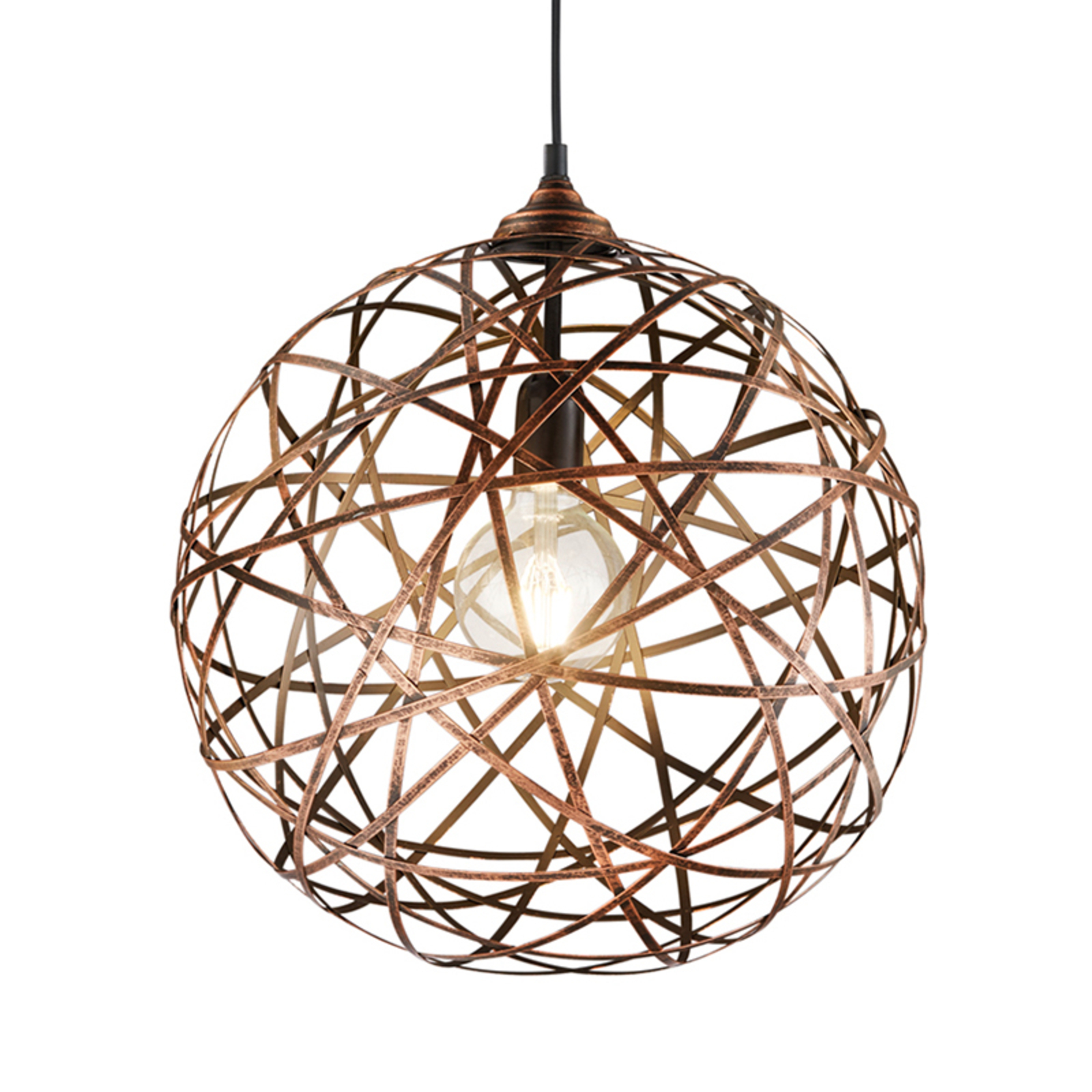 Trio Lighting Antique copper hanging light Jacob, for Living / Dining Room, metal, E27, 60 W, energy efficiency: A++