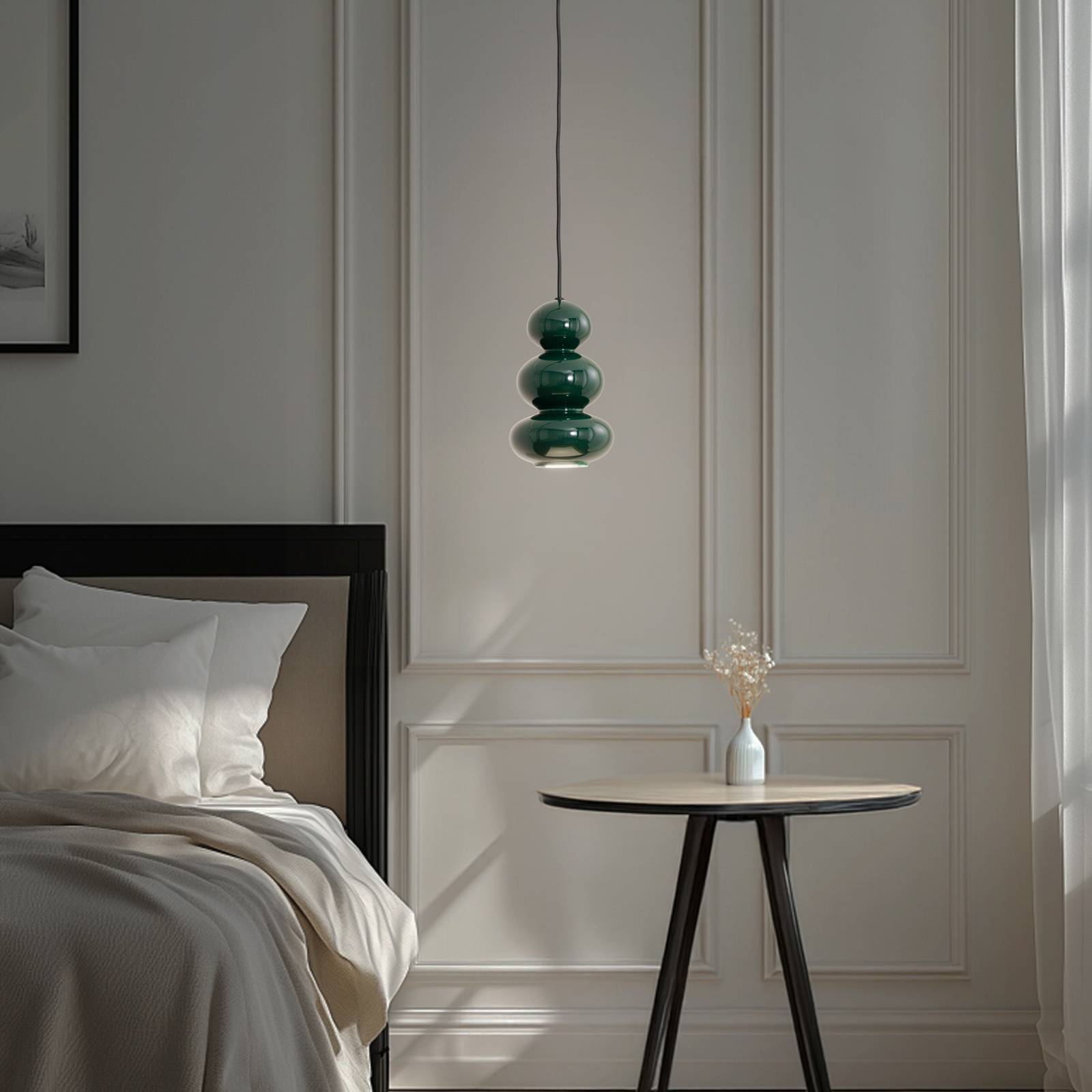 Hängeleuchte Oman, dunkelgrün glänzend, Glas, Ø 14 cm günstig online kaufen