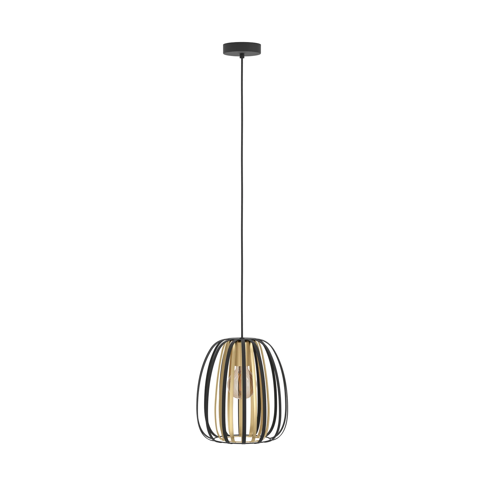 Hanglamp Encinitos, zwart/messing, Ø 25,5 cm