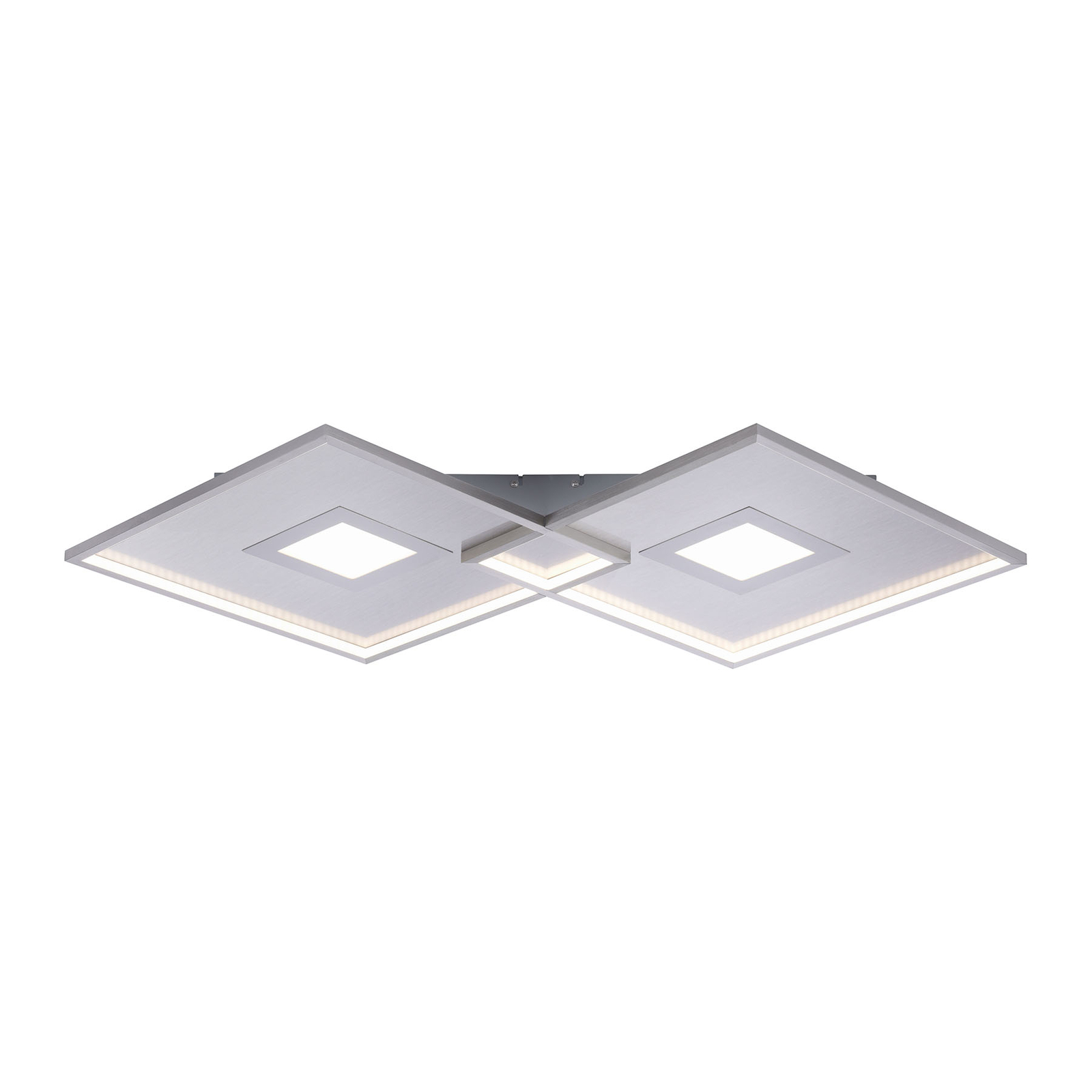 Stropné LED svietidlo Amara, dva štvorce, striebro
