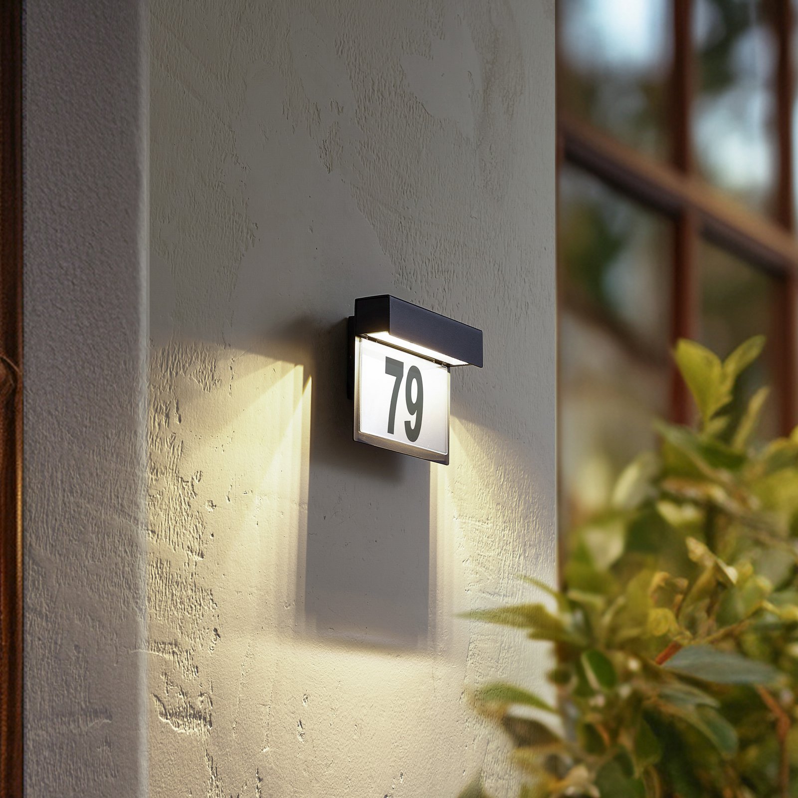 Lindby LED house number light Antal, dark grey, aluminium