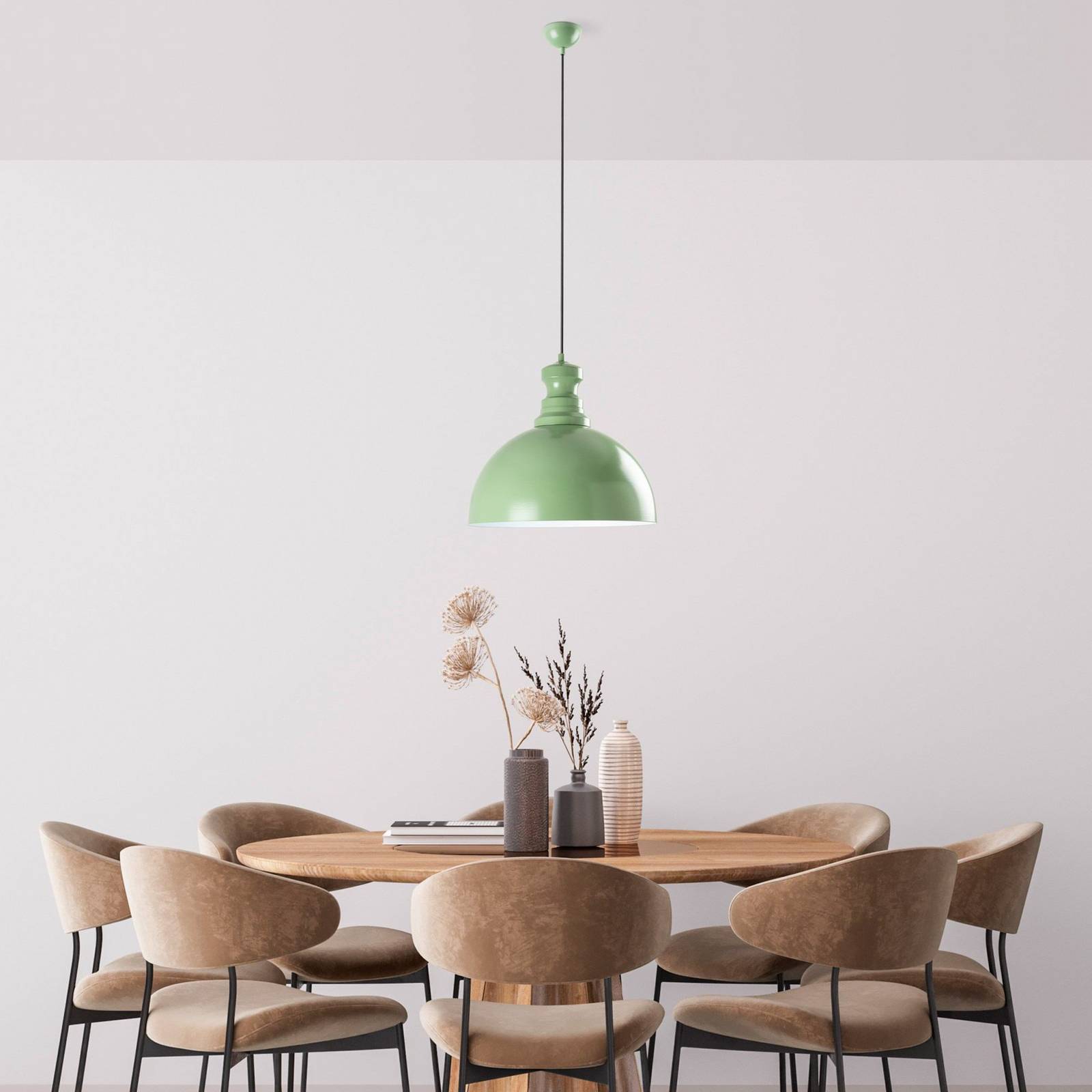 Lampa wisząca Kure, miętowo-zielona, metal, Ø 40 cm E27