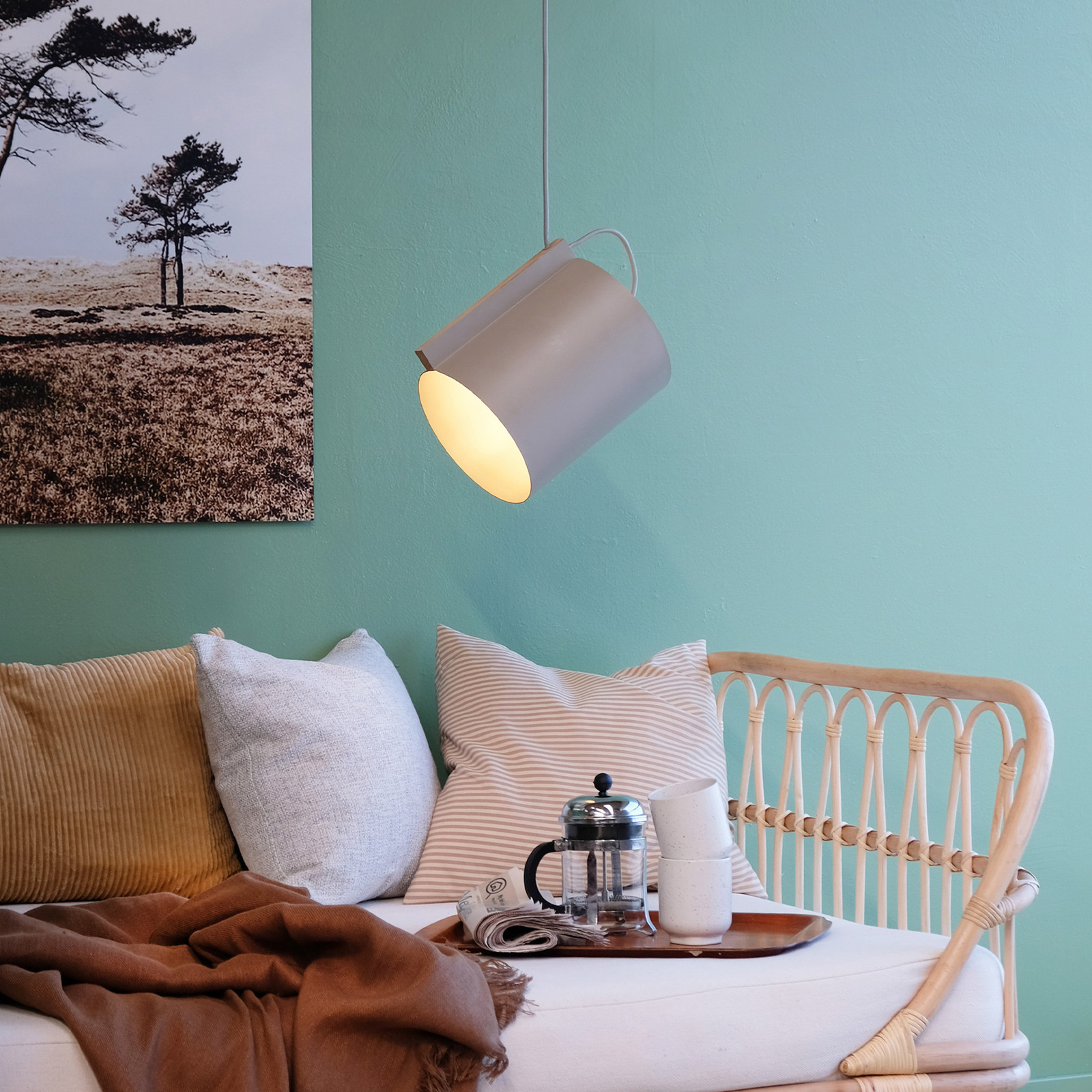 Dyberg Larsen Wum lampă suspendată gri reglabilă - Camera de zi / sufragerie - design - gri maro deschis - Metal
