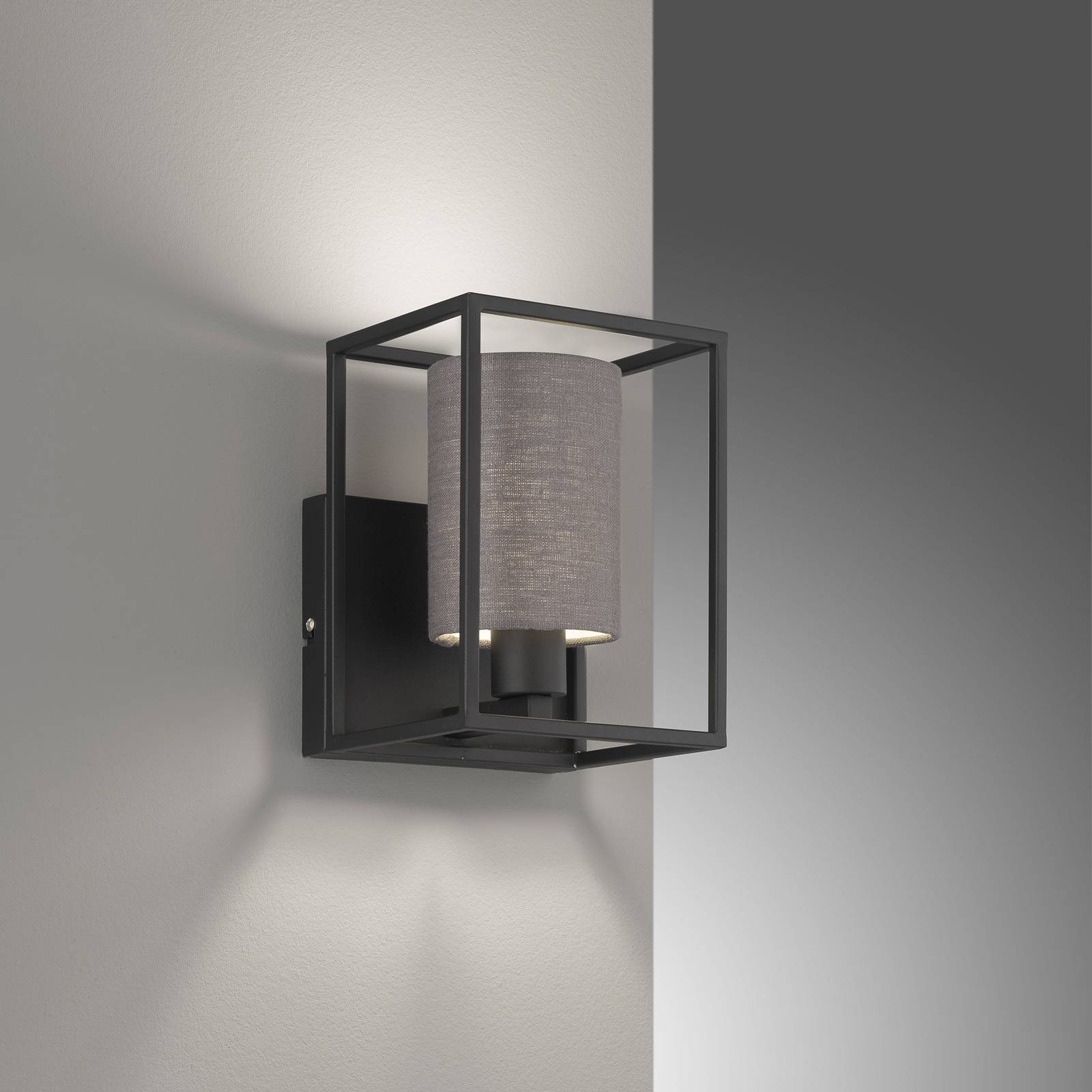 FISCHER & HONSEL Vegglampe Gilli med stoffskjerm grå