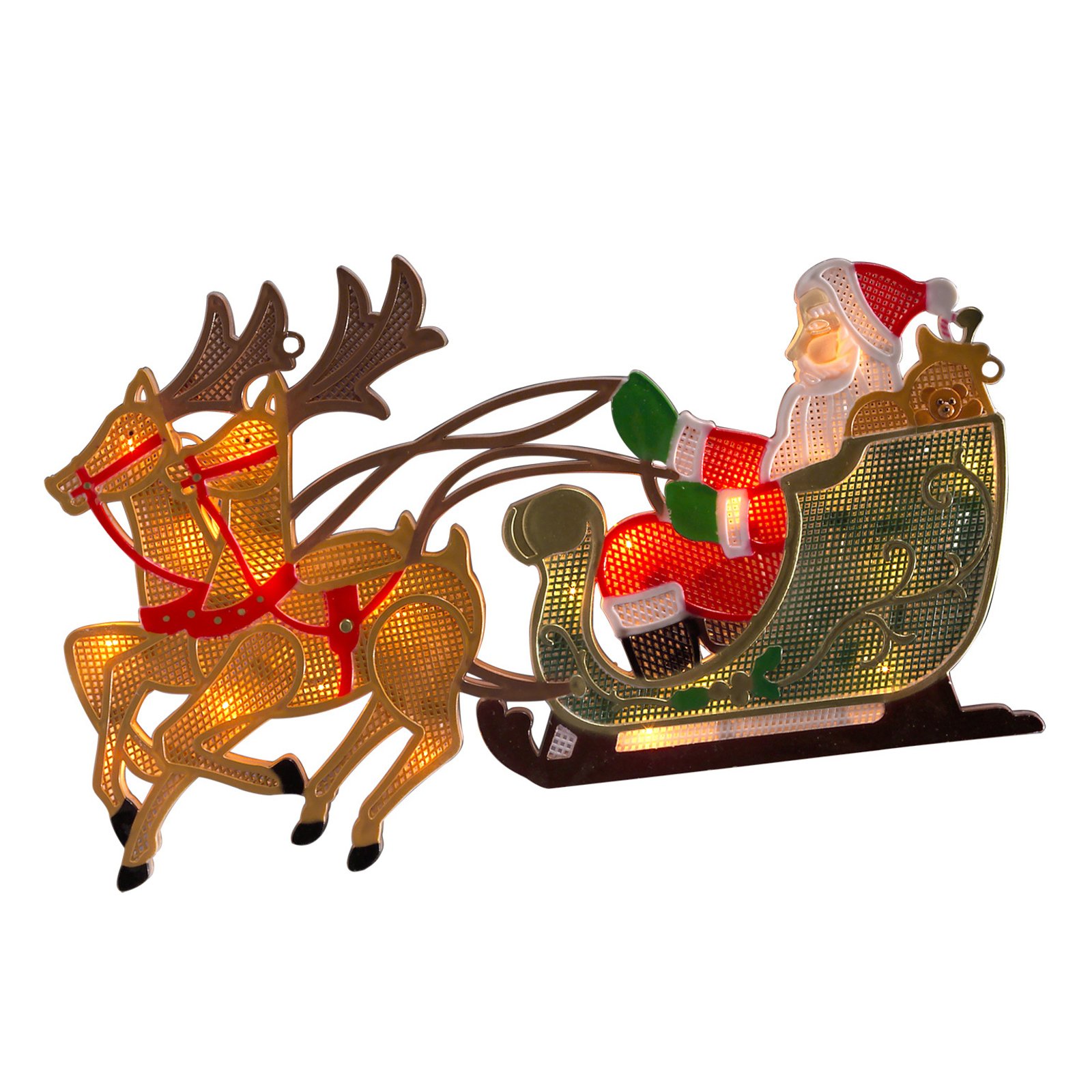 Reindeer with Santa Claus - LED window picture