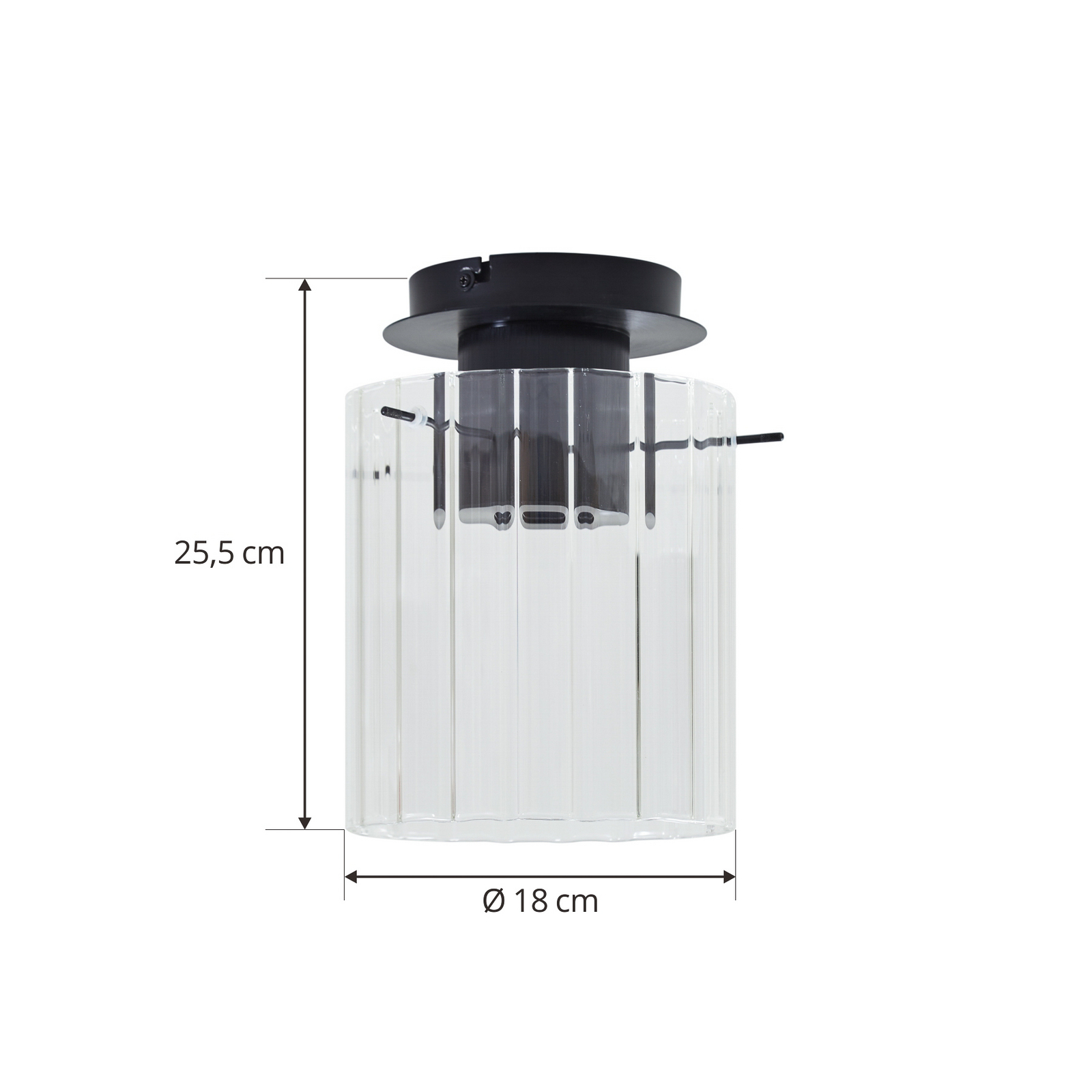 Lucande taklampe Eirian, 1-lys, svart, glass, E27