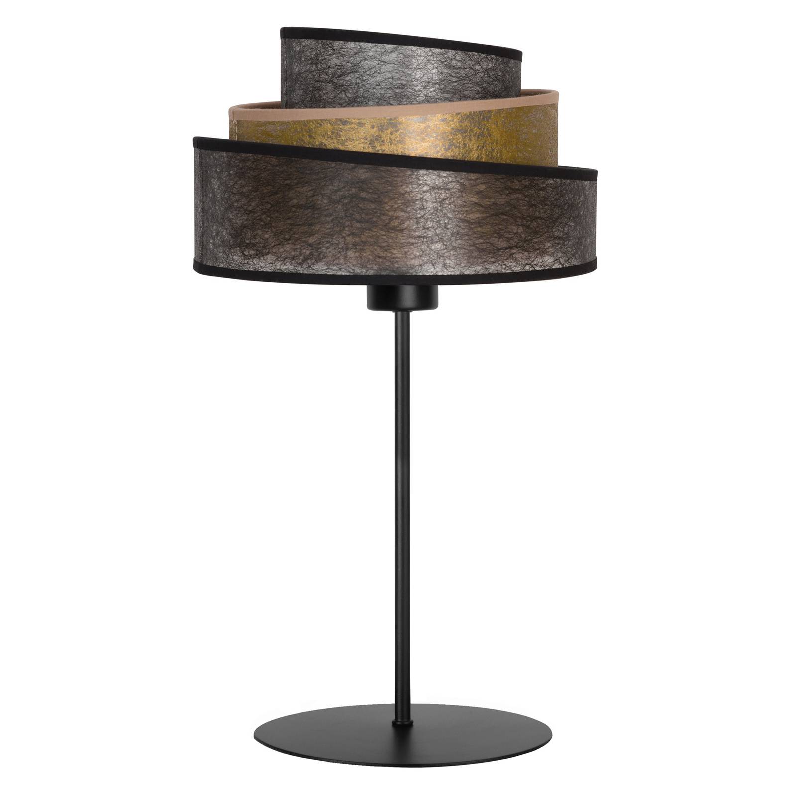 Bordslampa Trio shine, fleece, svart/guld Ø25 cm