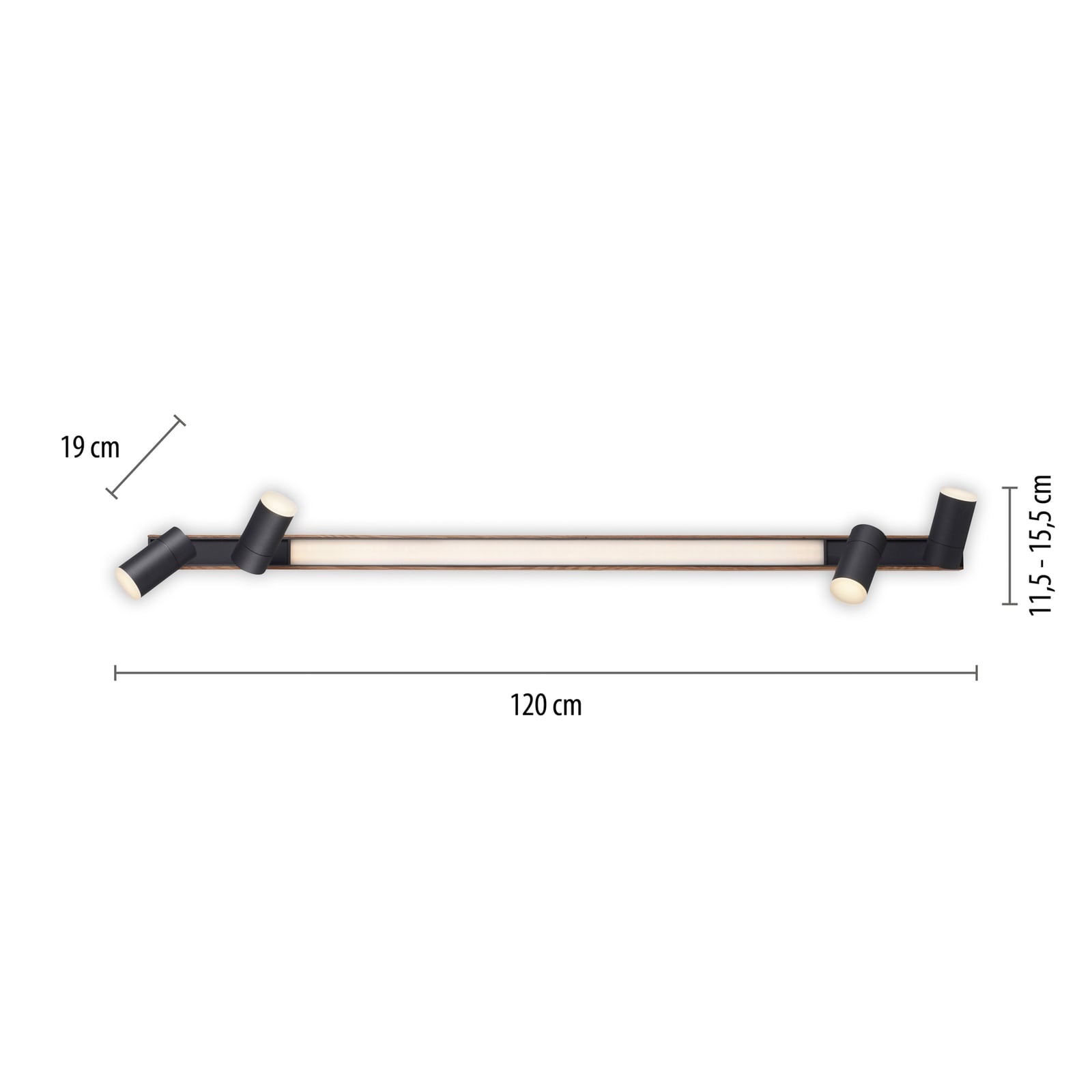 Plafonnier LED Lines Spot, 120 cm, chêne/graphite - PURE Plafonnier LED Lines Spot, 120 cm, chêne/graphite - PURE
