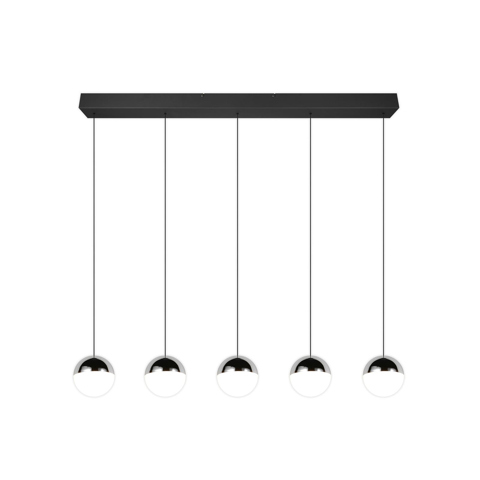 LED viseča svetilka Senta, krom, dolžina 114 cm, 4.000 K, 5-svetilna.