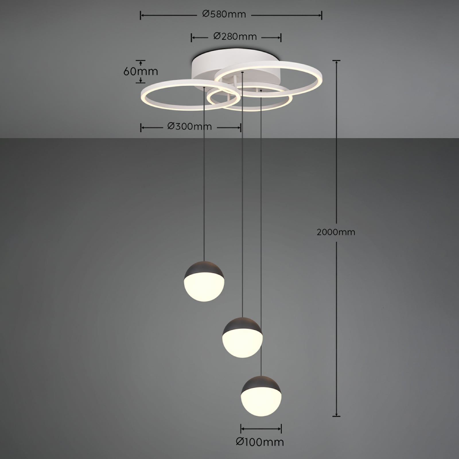 Larino round LED pendant light, light grey, metal, CCT, remote control Larino round LED pendant light, light grey, metal, CCT, remote control