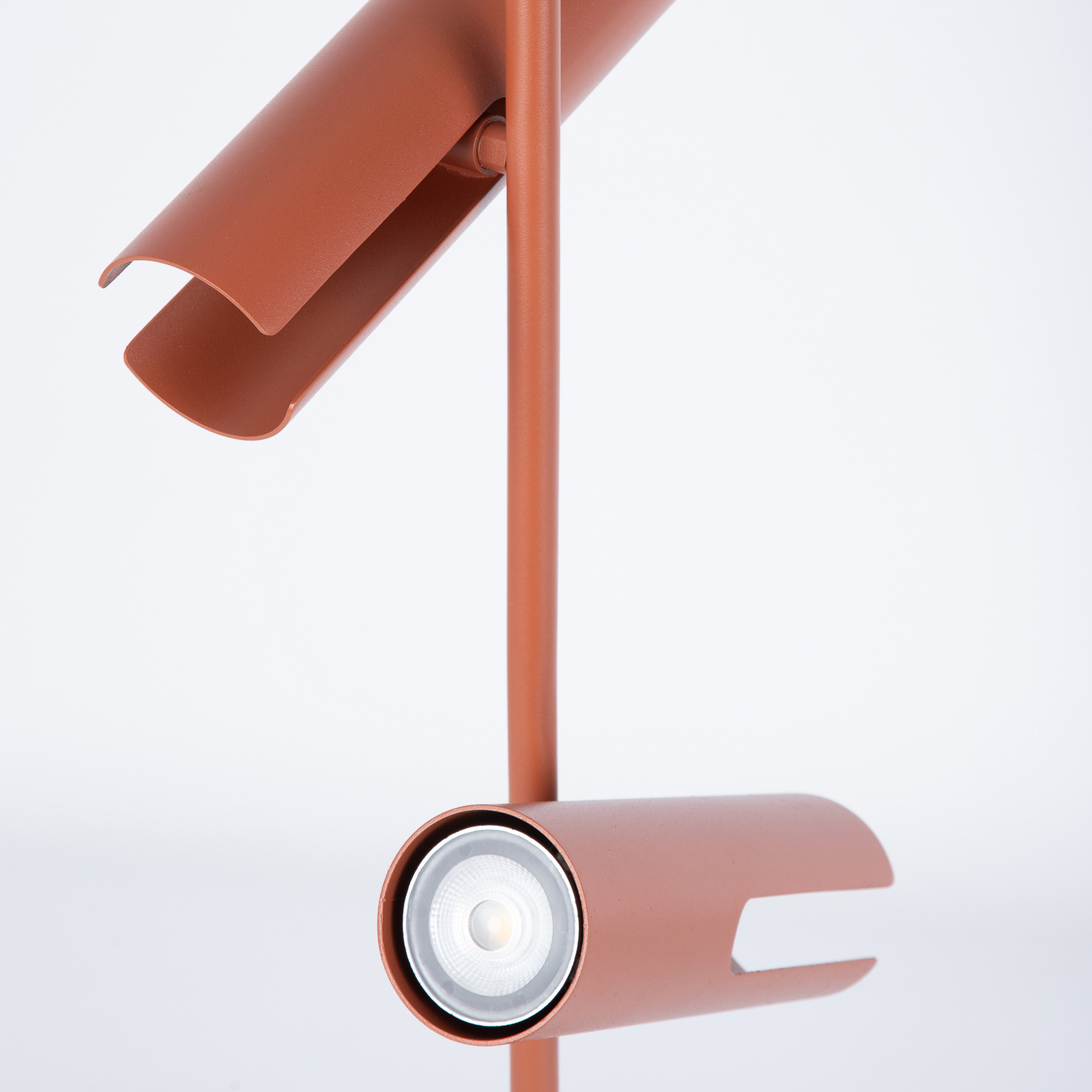 Deckenspot Leda 3, ziegelrot, 3-flammig, Stahl, Höhe 76 cm
