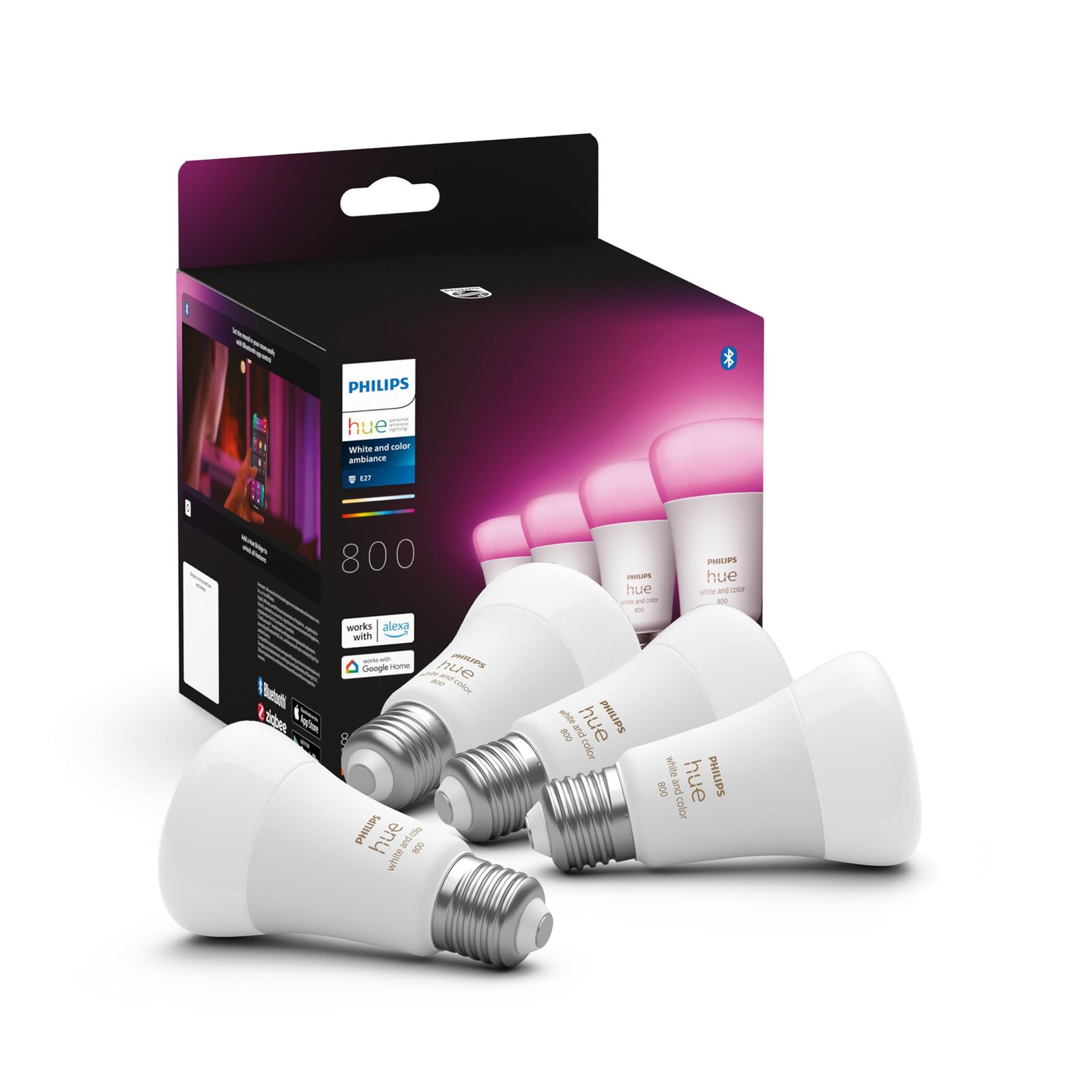 Philips Hue White&Color Ambiance LED E27 6,5W per4