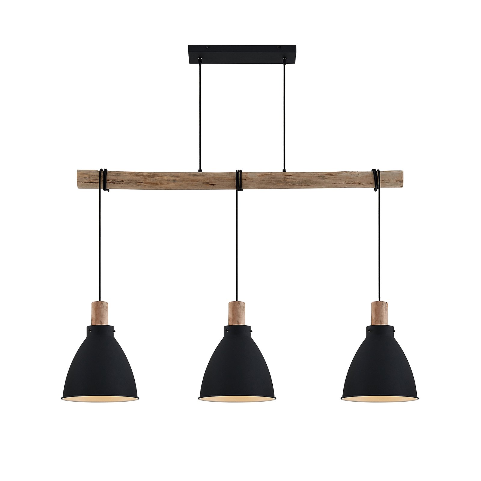 Trebale 3 Pendel Black/Wood - Lindby