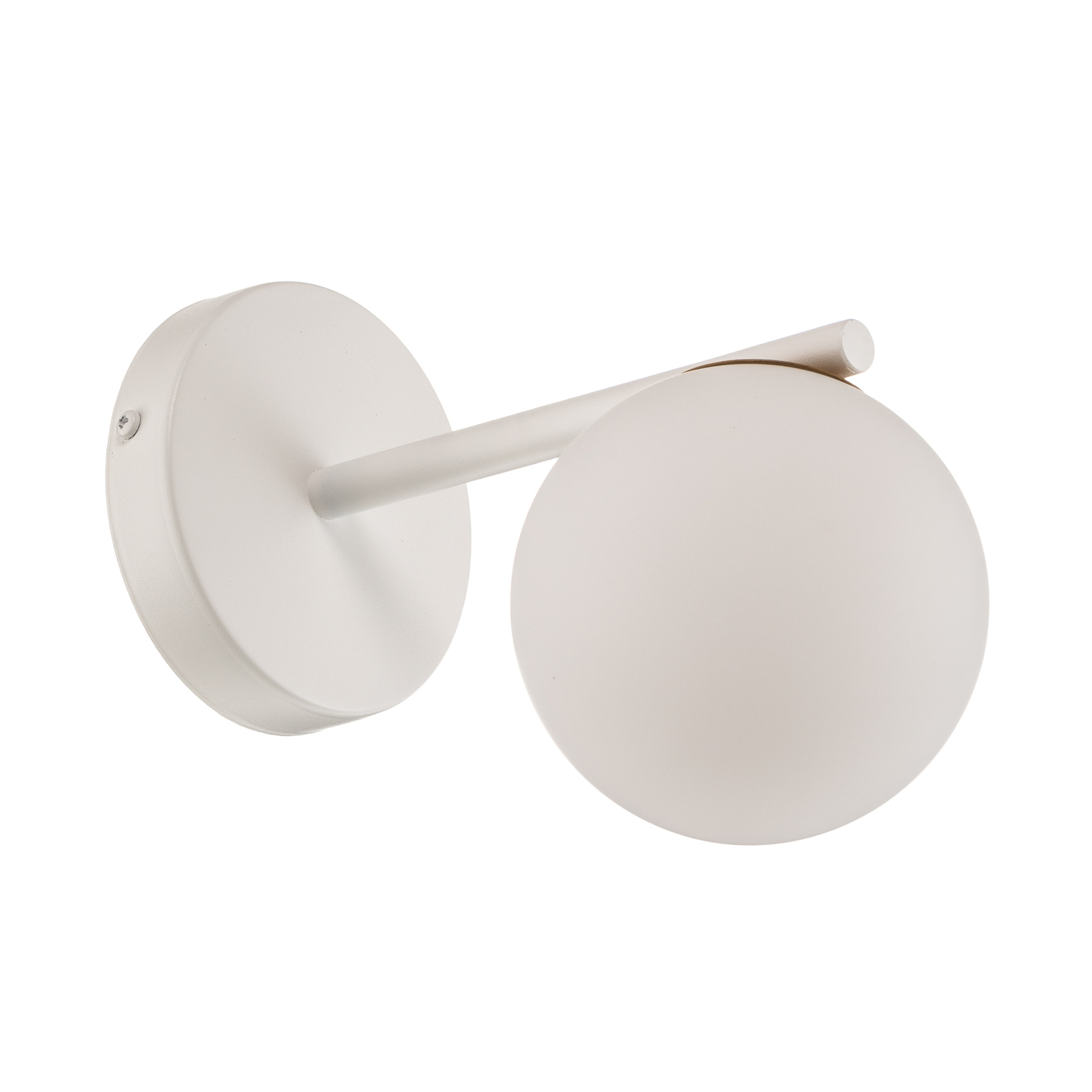 Gama wall light in white with glass globe