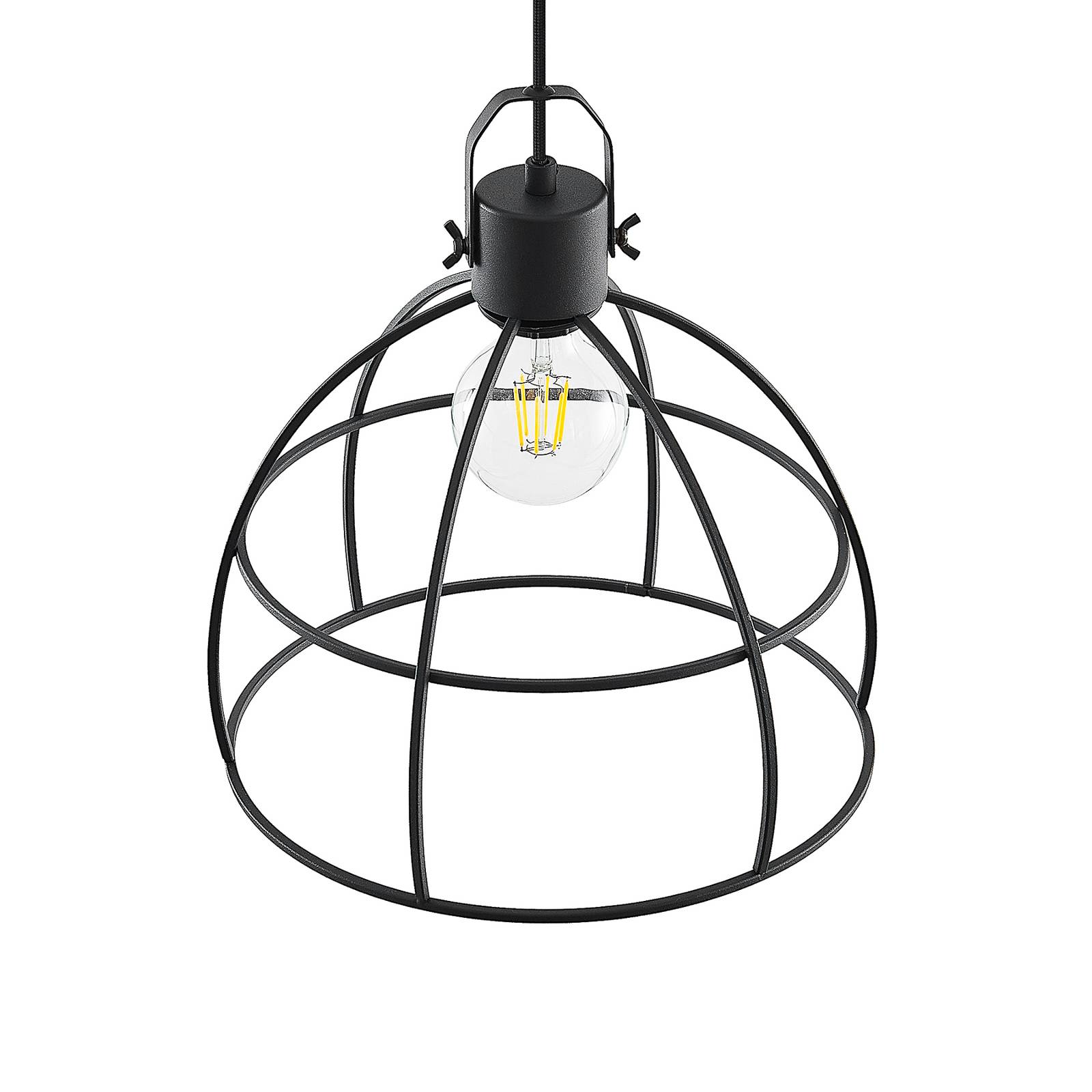 Lindby Flintos lampa wisząca, 1-pkt., czarna