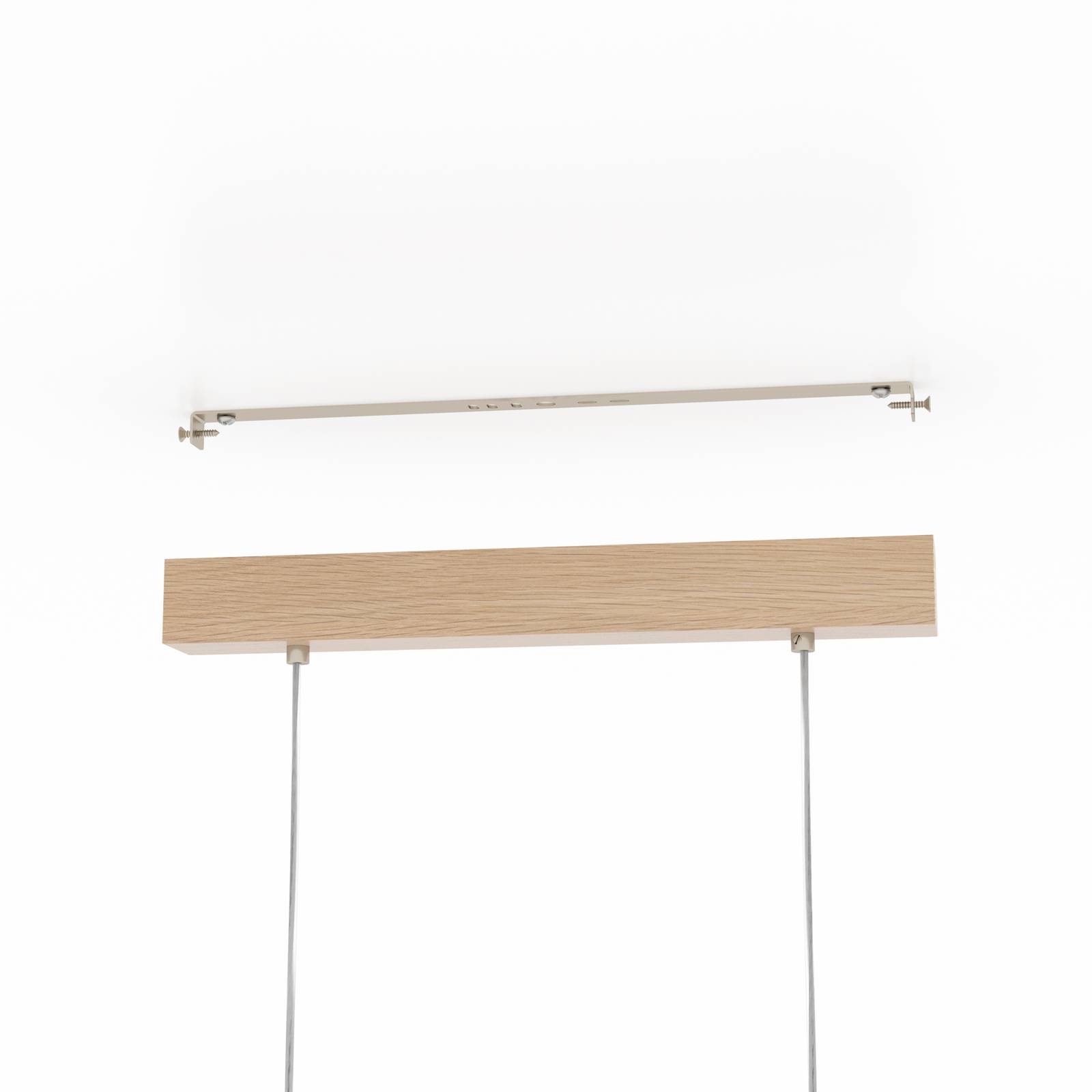 Lampa wisząca Castralvo, długość 115 cm, drewno/bursztyn, 5-punktowa, szkło