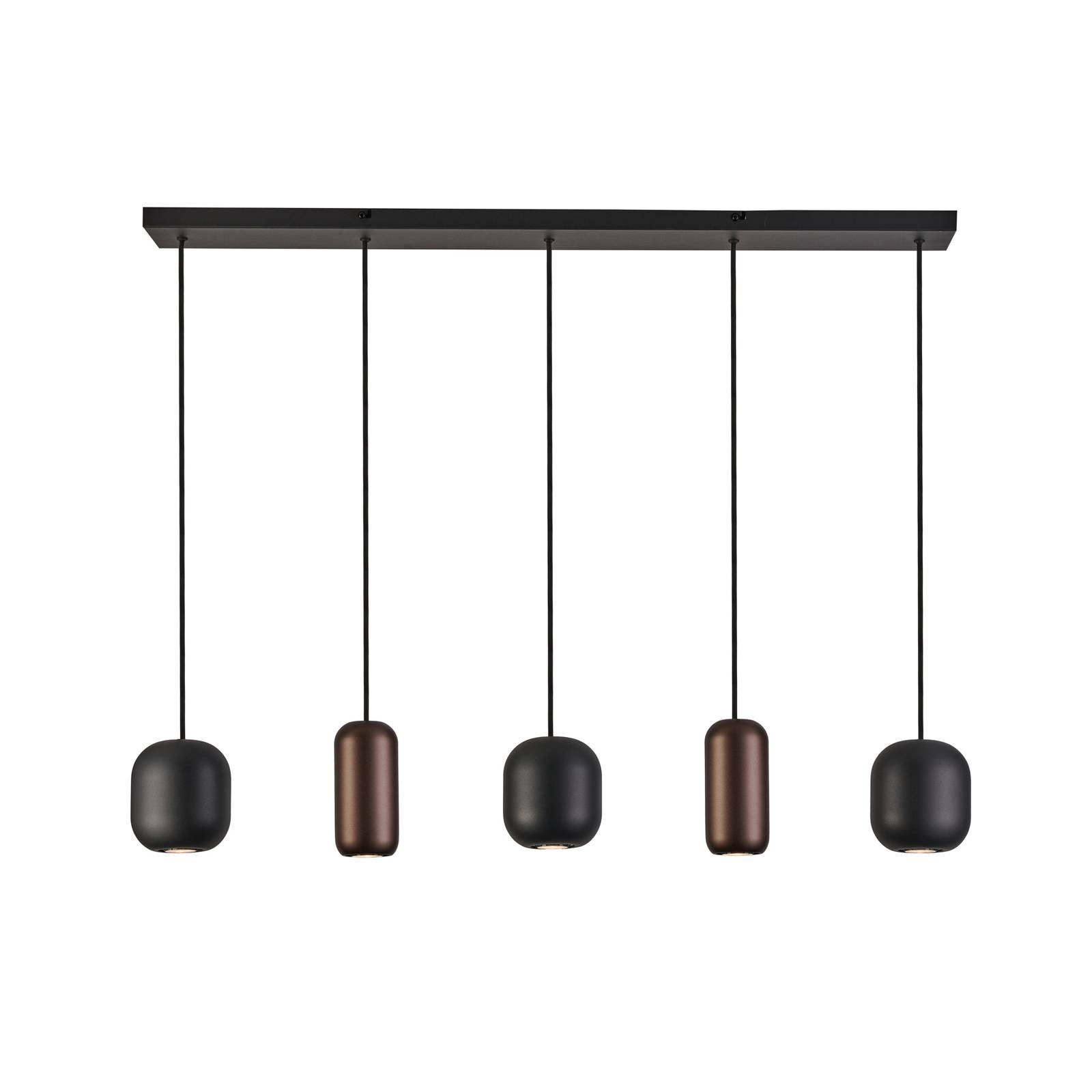 Brilliant Suspension Jane longueur 102 cm noir/brun/vert 5 lampes