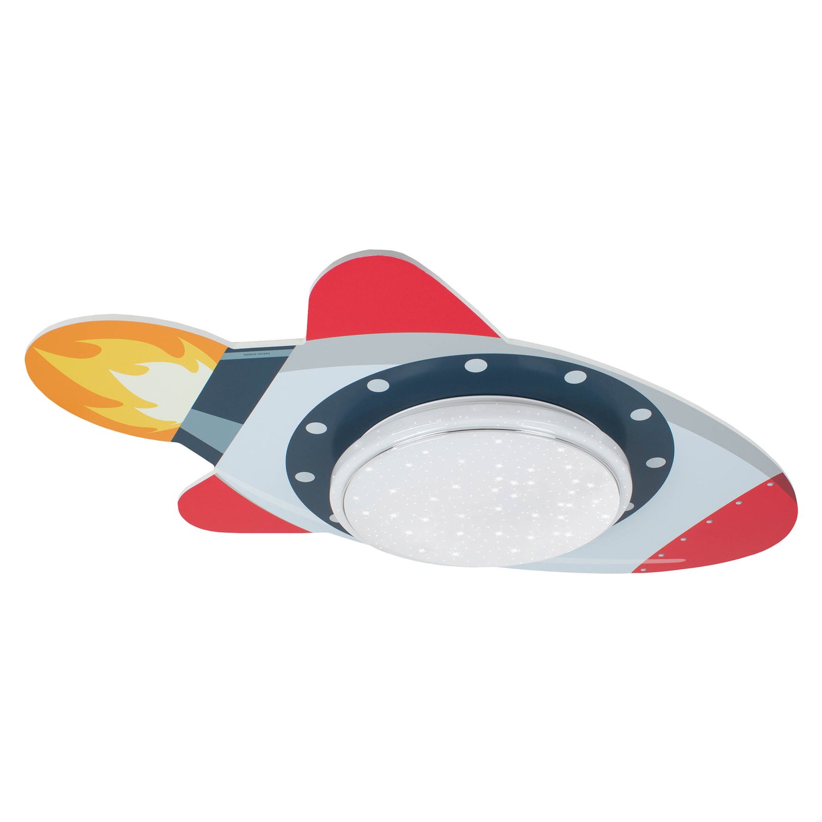 Elobra Rocket Starlight LED ceiling light, for Children's Room, wood, plastic, 14 W, energy efficiency: A+, L: 80 cm, W: 50 cm, H: 8 cm