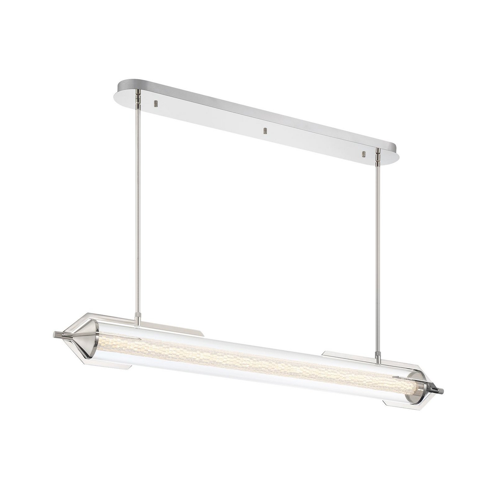 ESPADA LED pendant light, polished chrome, 122 cm, metal/glass