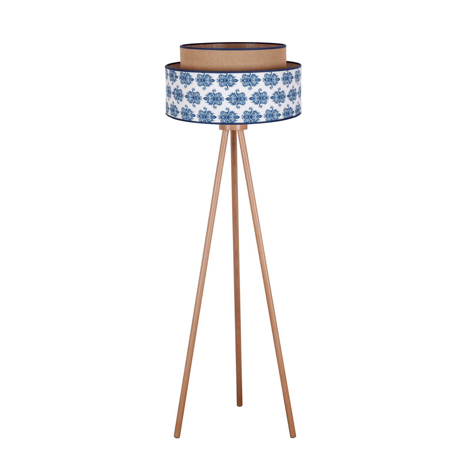 Lámpara de pie Hampton Boho azul ornamento/yute