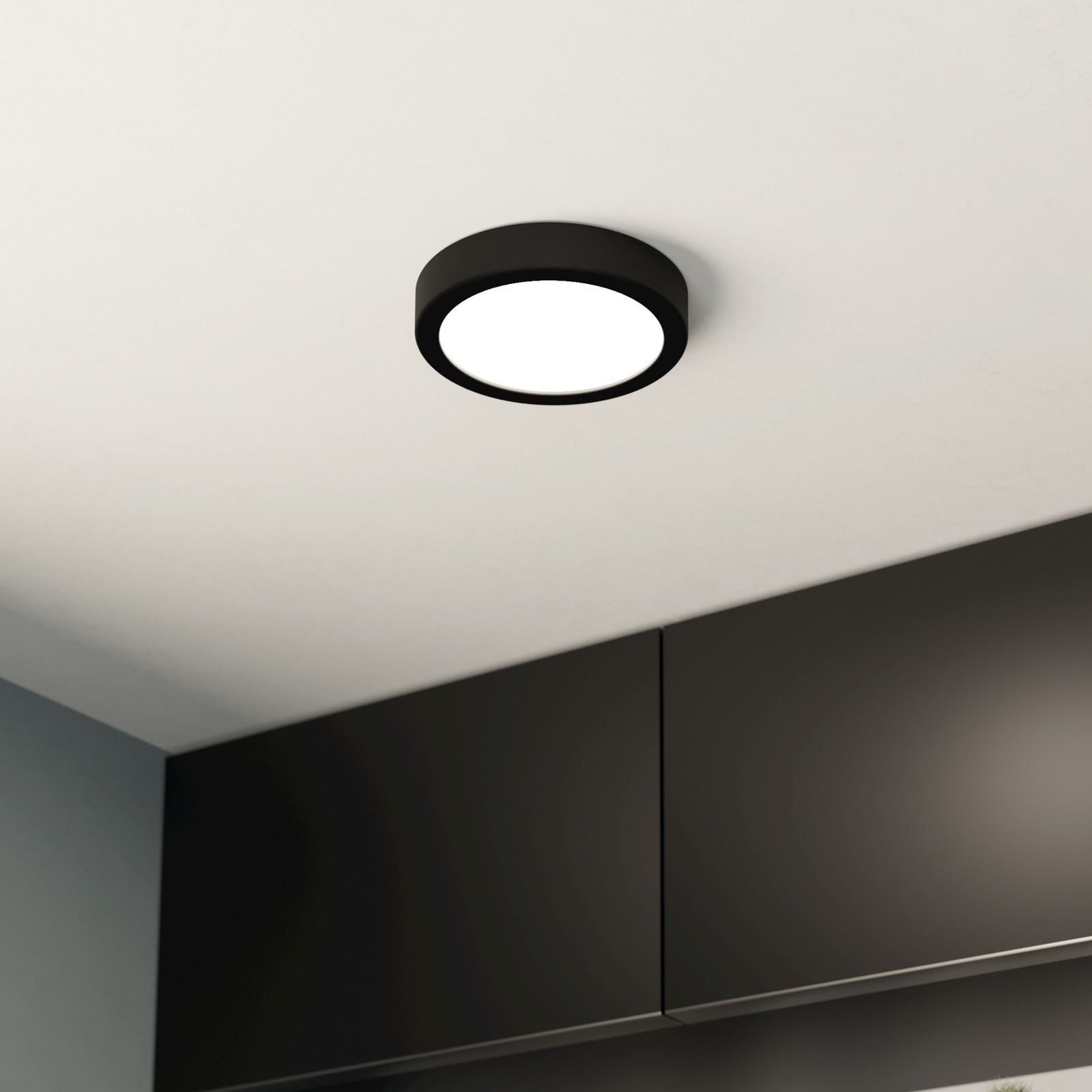 Felületre szerelhető LED panel Fueva 5 IP20 830 fekete Ø16cm Ø16cm