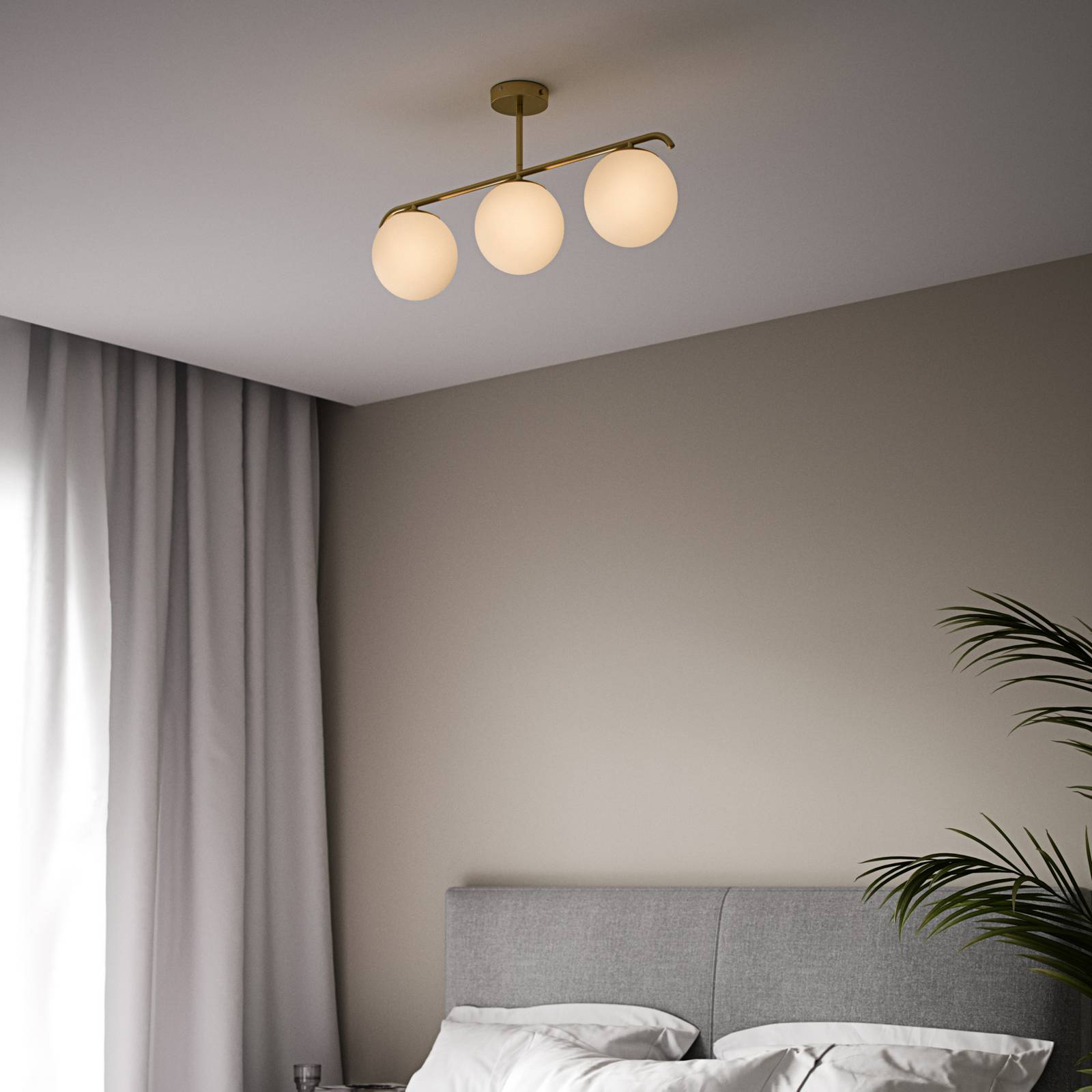 Photos - Chandelier / Lamp Nordlux Grant ceiling light, 3-bulb, brass 