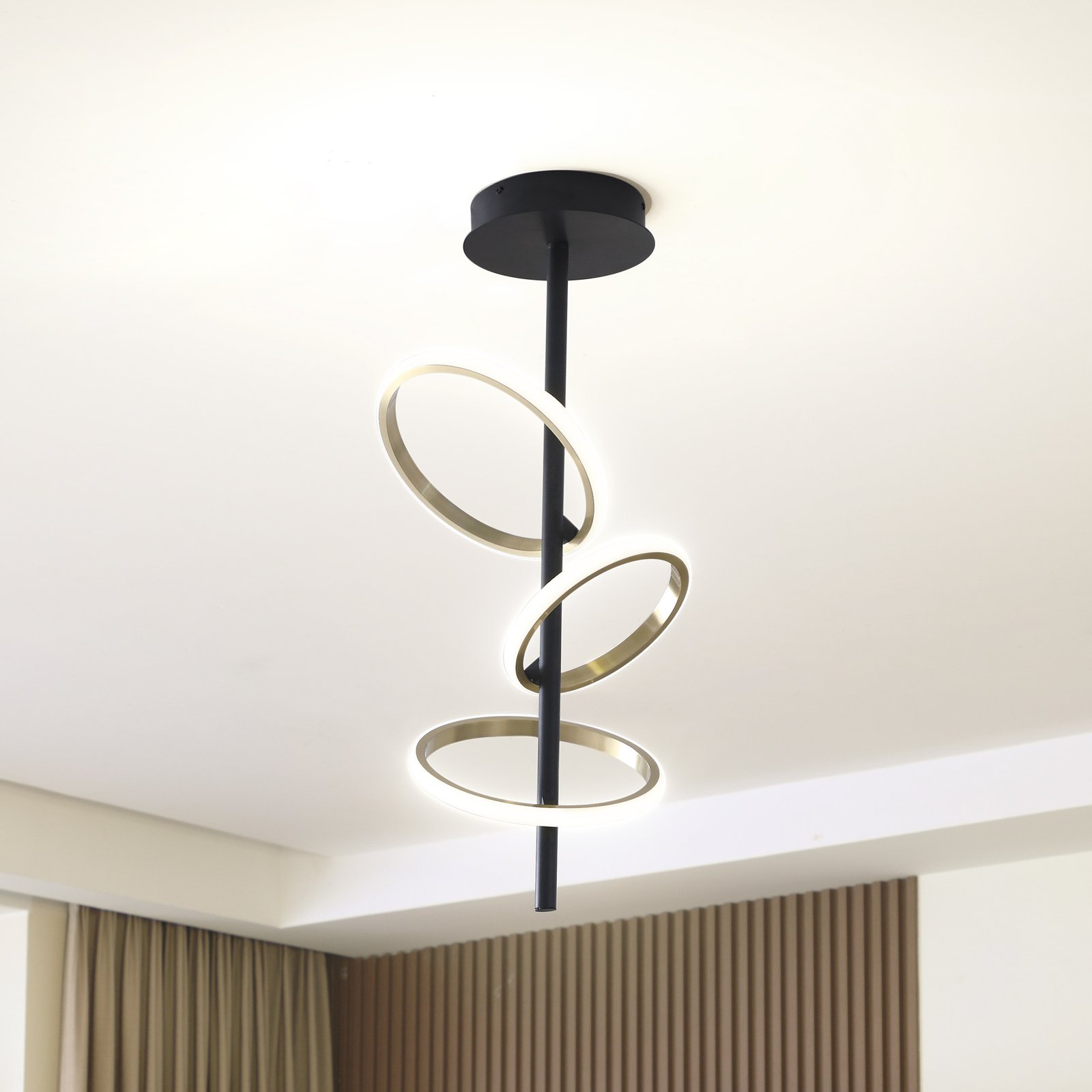 Lucande LED ceiling light Madu, black, metal, 75 cm high