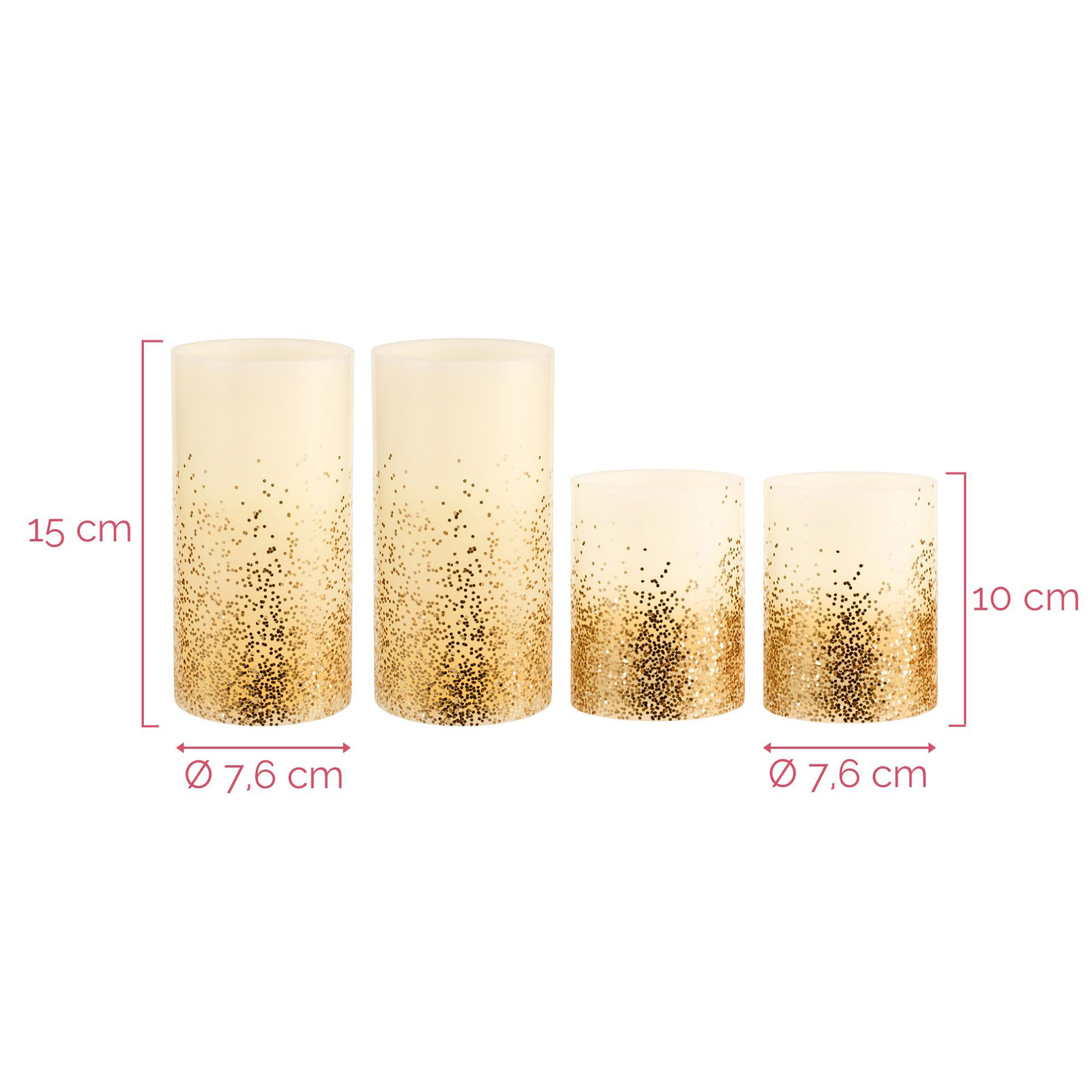 Pauleen Golden Glitter Candle 4 bougies LED