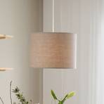 PR Home pendant light Sara, light beige, Ø 35 cm, linen textile