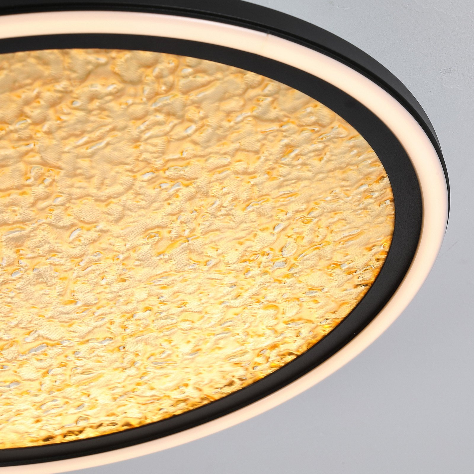 Searchlight Plafonieră LED Luna Ø 40 cm negru/auriu metal - Camera de zi / sufragerie - negru auriu