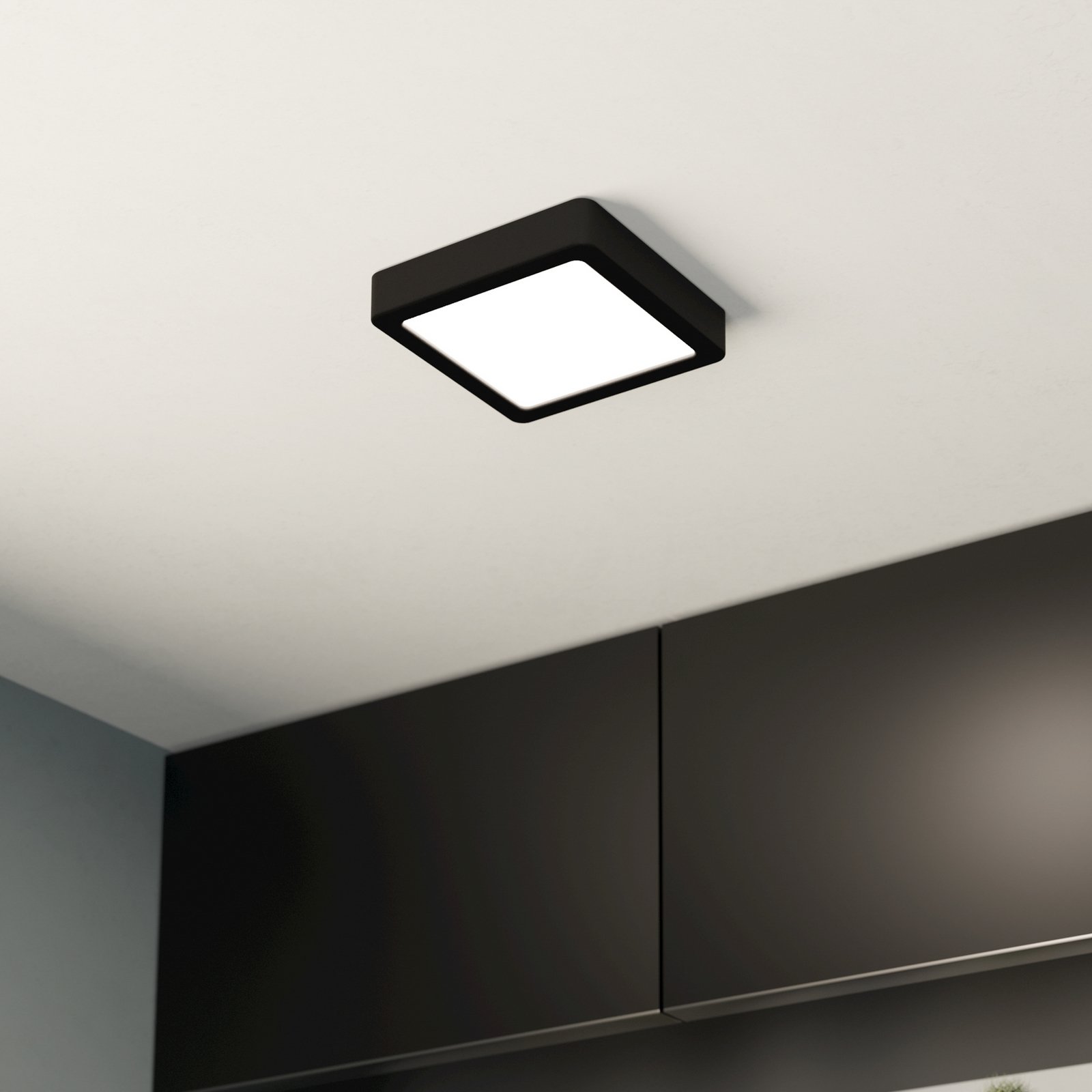 LED-panel för utanpåliggande montering Fueva 5 IP20 830 svart 16x16cm